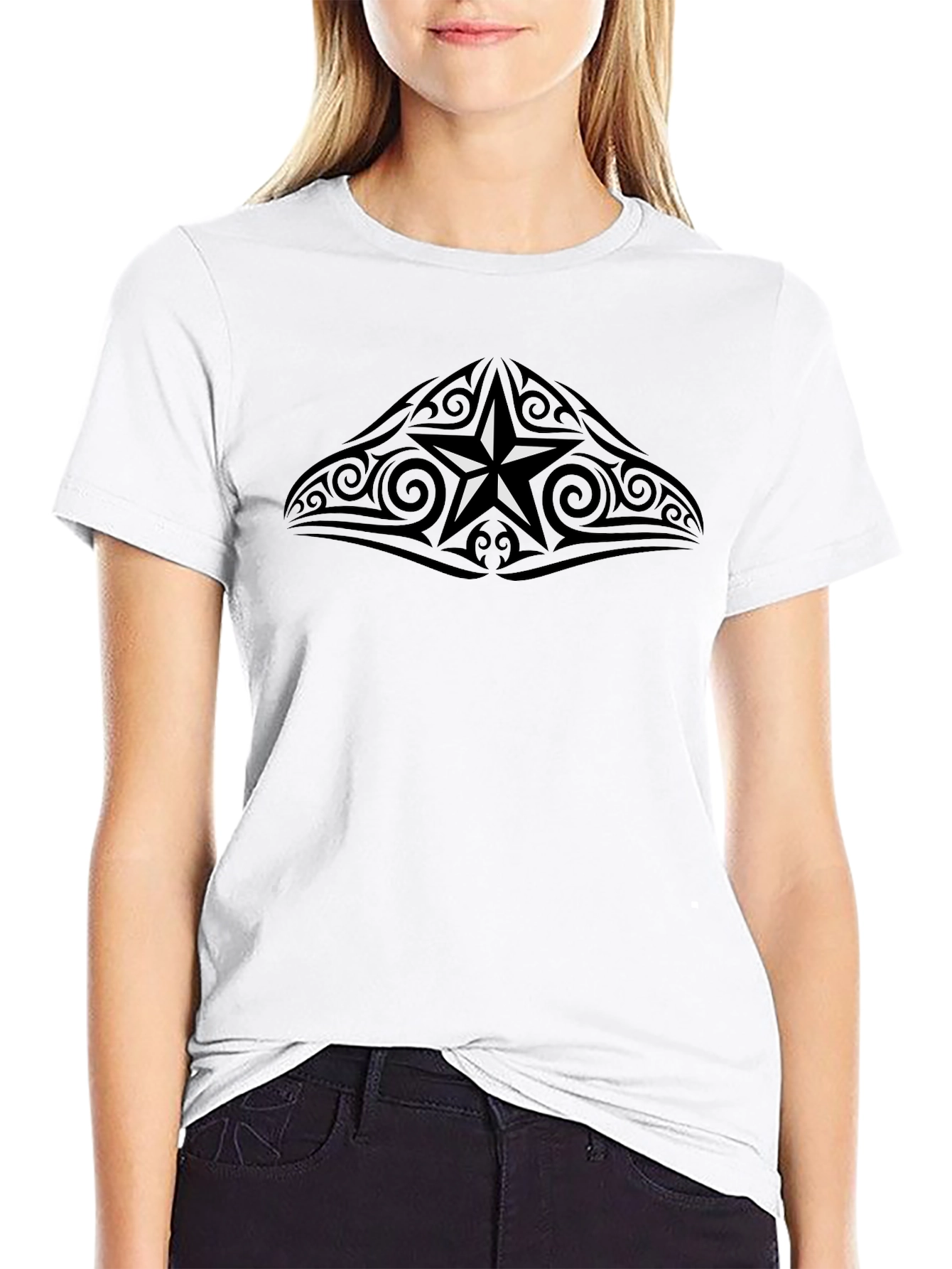 Tribal Star Graphic T-Shirt - Mens Crew Neck
