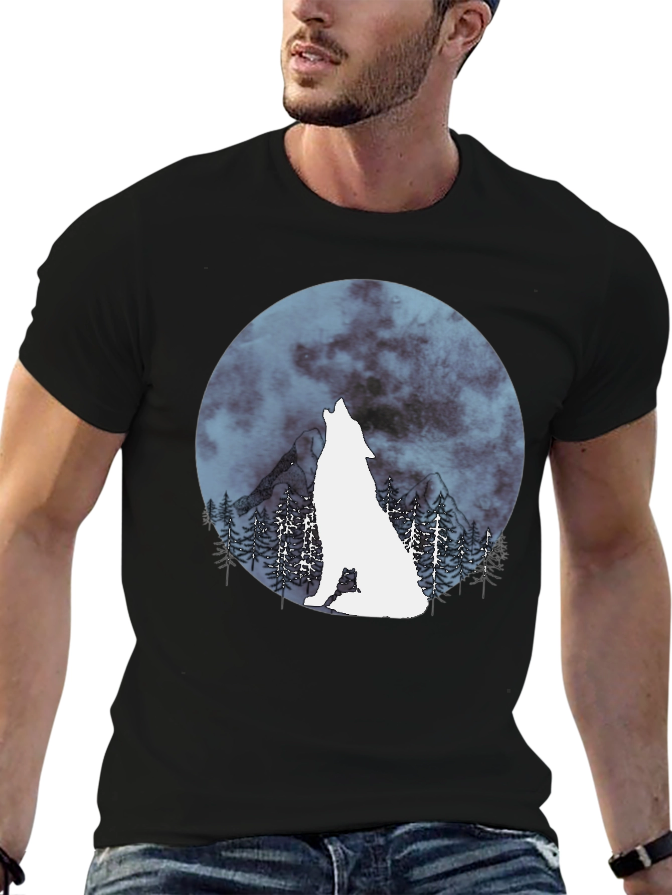 Wolf Moon Graphic Tee - Stylish Mens Shirt