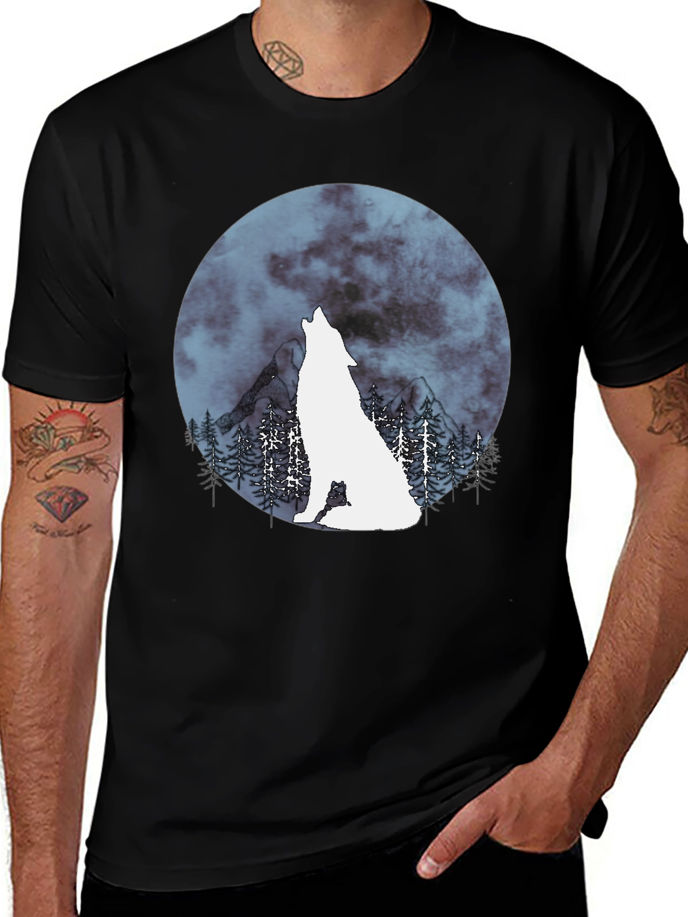 Wolf Moon Graphic Tee - Stylish Mens Shirt