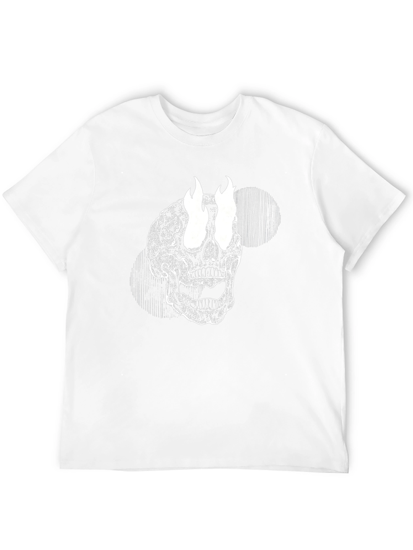Skull with Flames Graphic Tee - Black Cotton
