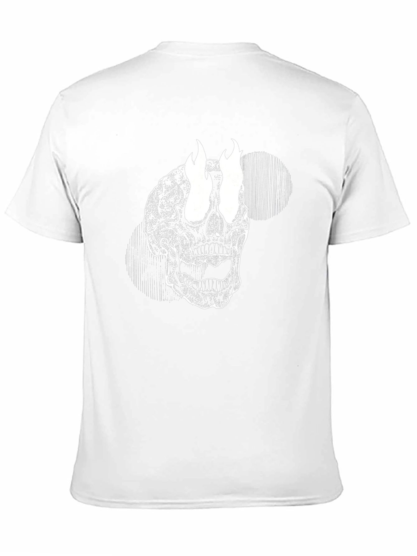 Skull with Flames Graphic Tee - Black Cotton