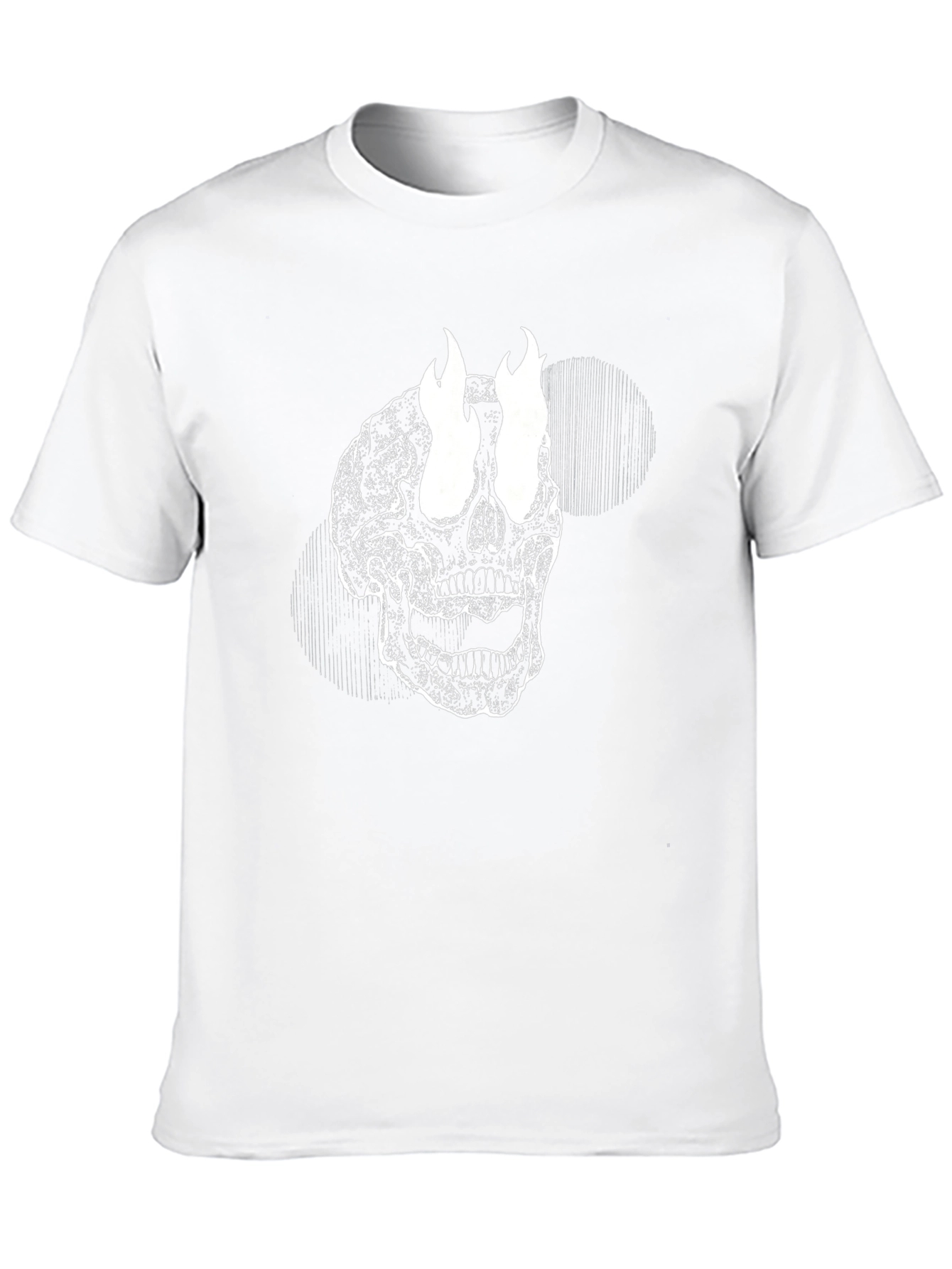 Skull with Flames Graphic Tee - Black Cotton