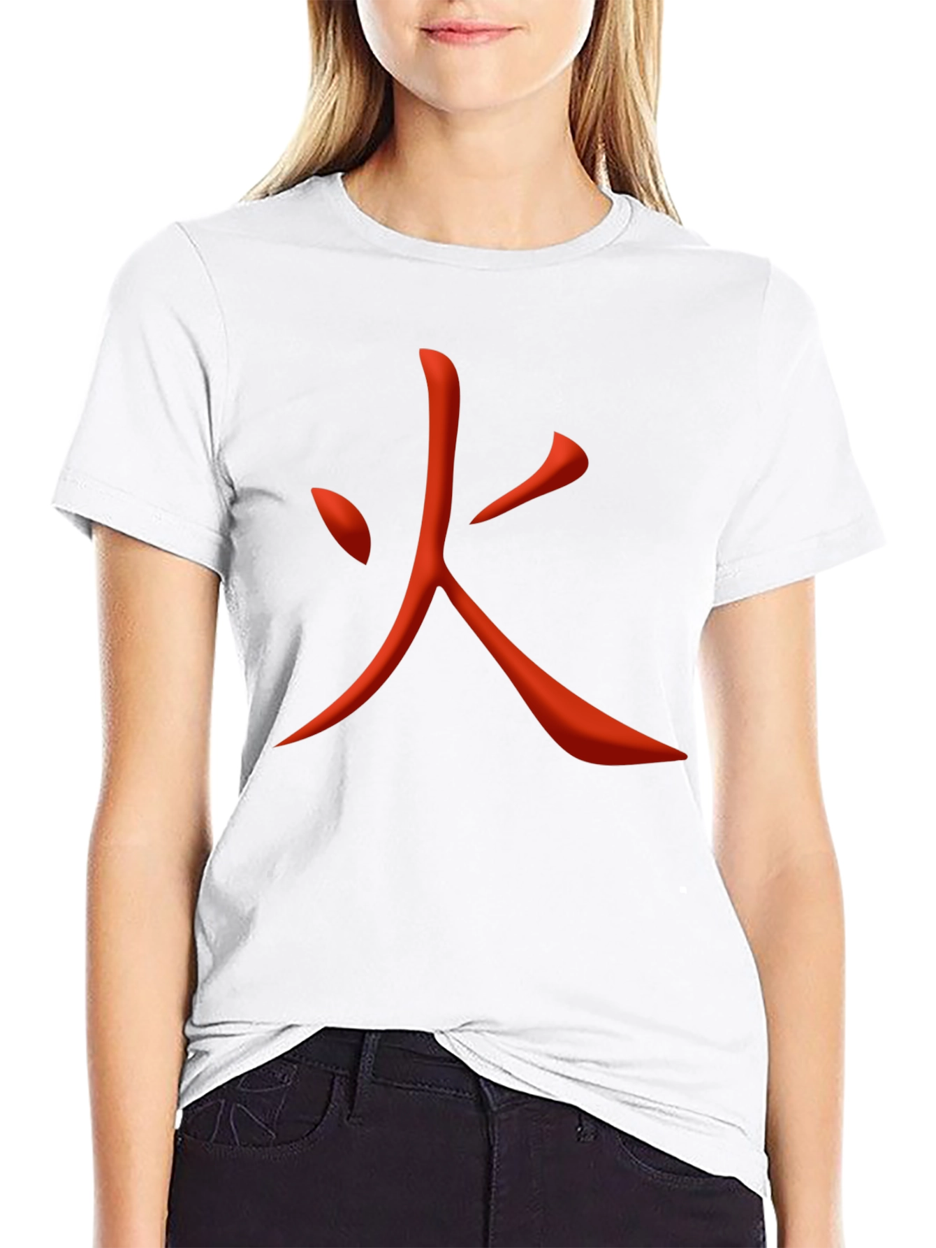 Fiery Kanji Graphic Tee - Bold Japanese Symbol Shirt