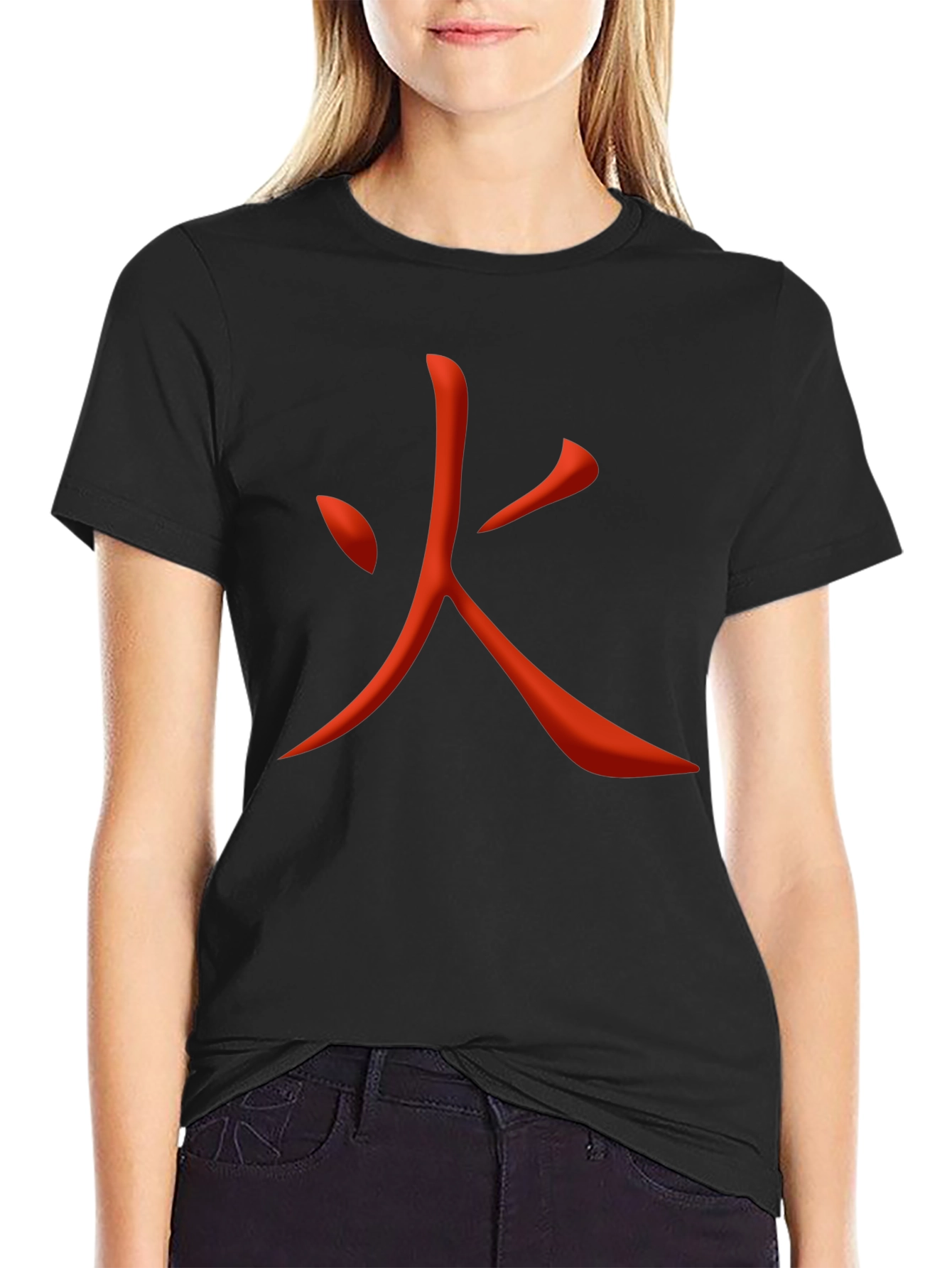 Fiery Kanji Graphic Tee - Bold Japanese Symbol Shirt