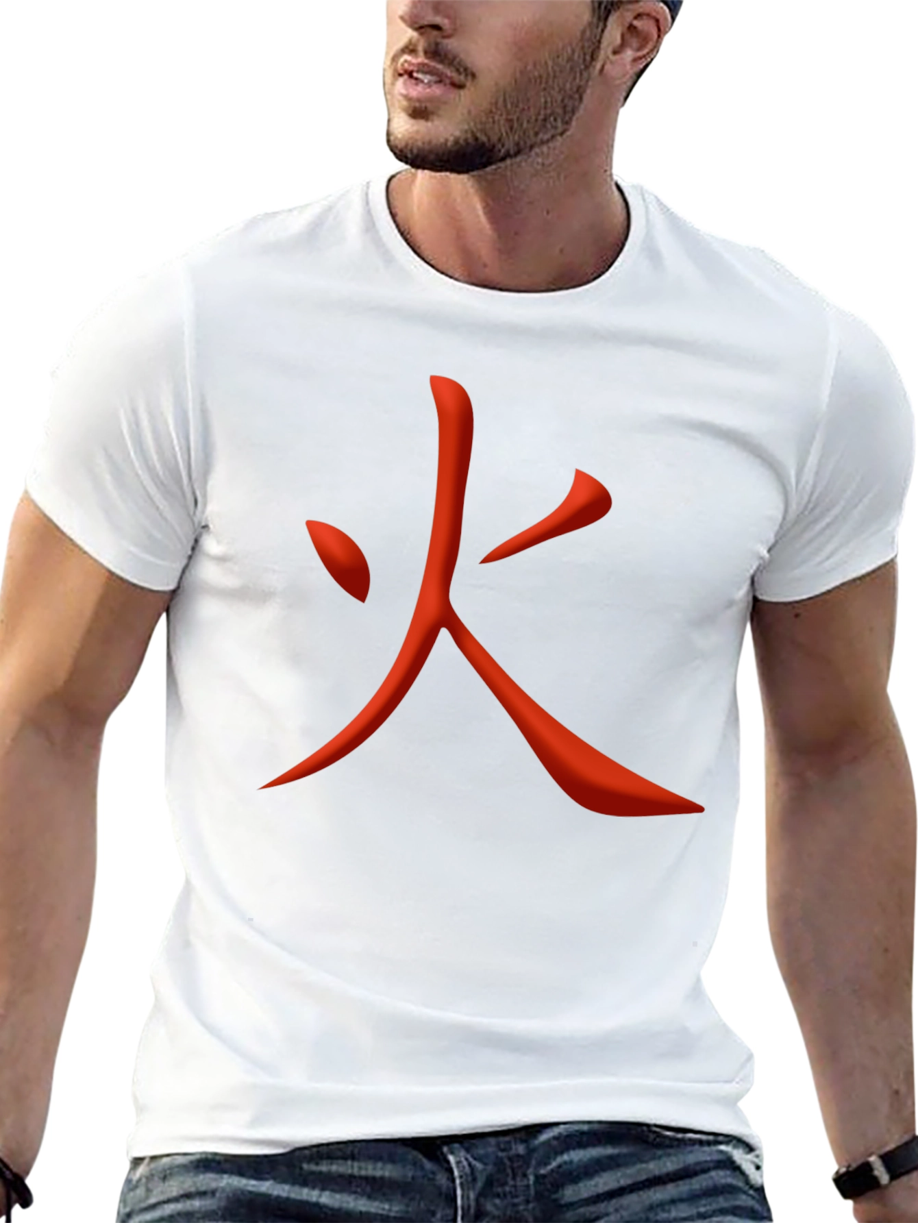 Fiery Kanji Graphic Tee - Bold Japanese Symbol Shirt