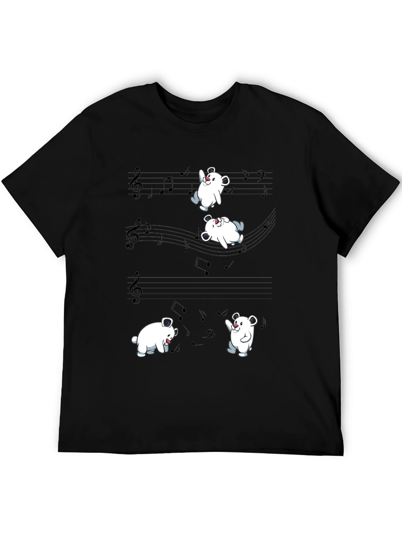 Musical Bear Graphic Black Tee Shirt