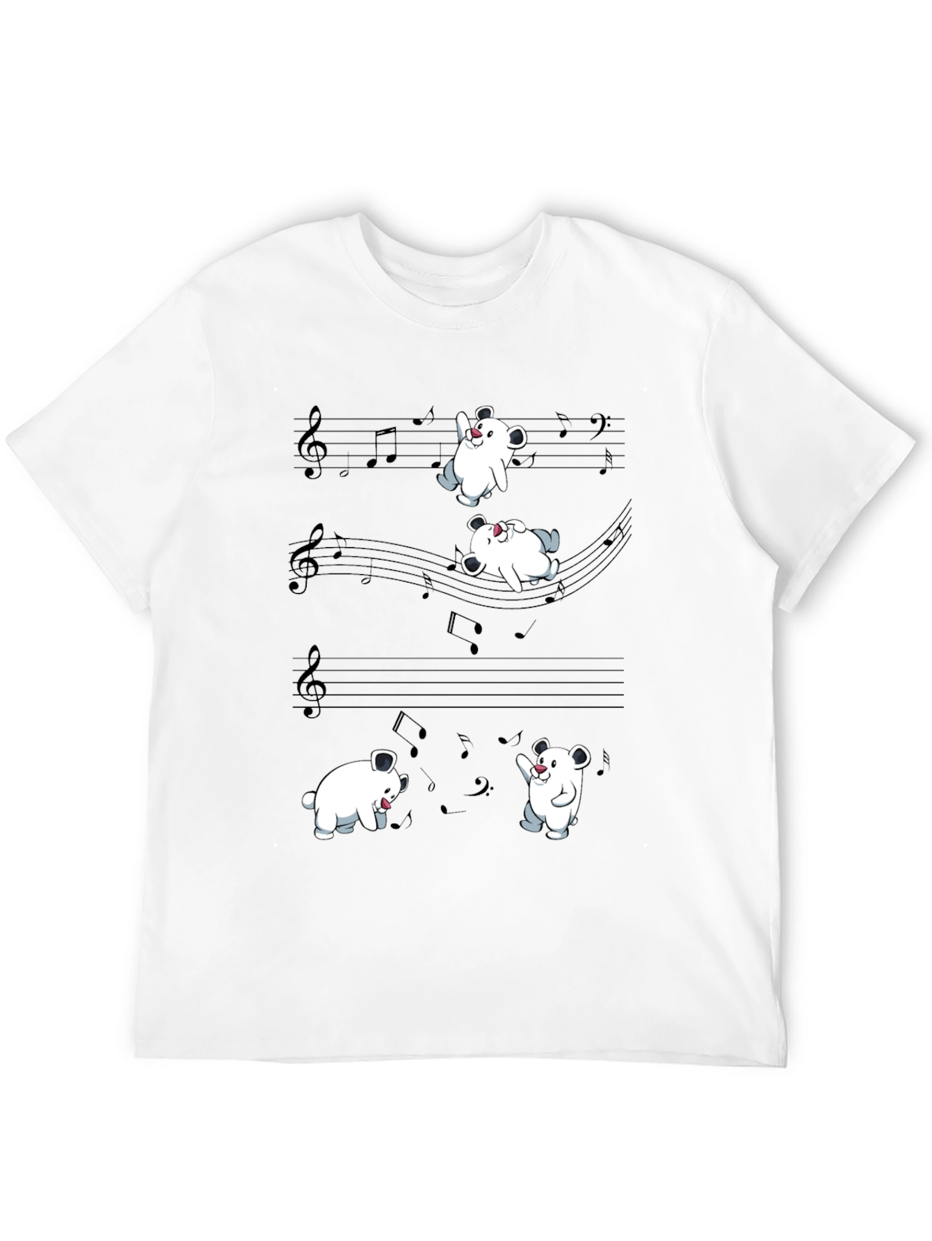 Musical Bear Graphic Black Tee Shirt