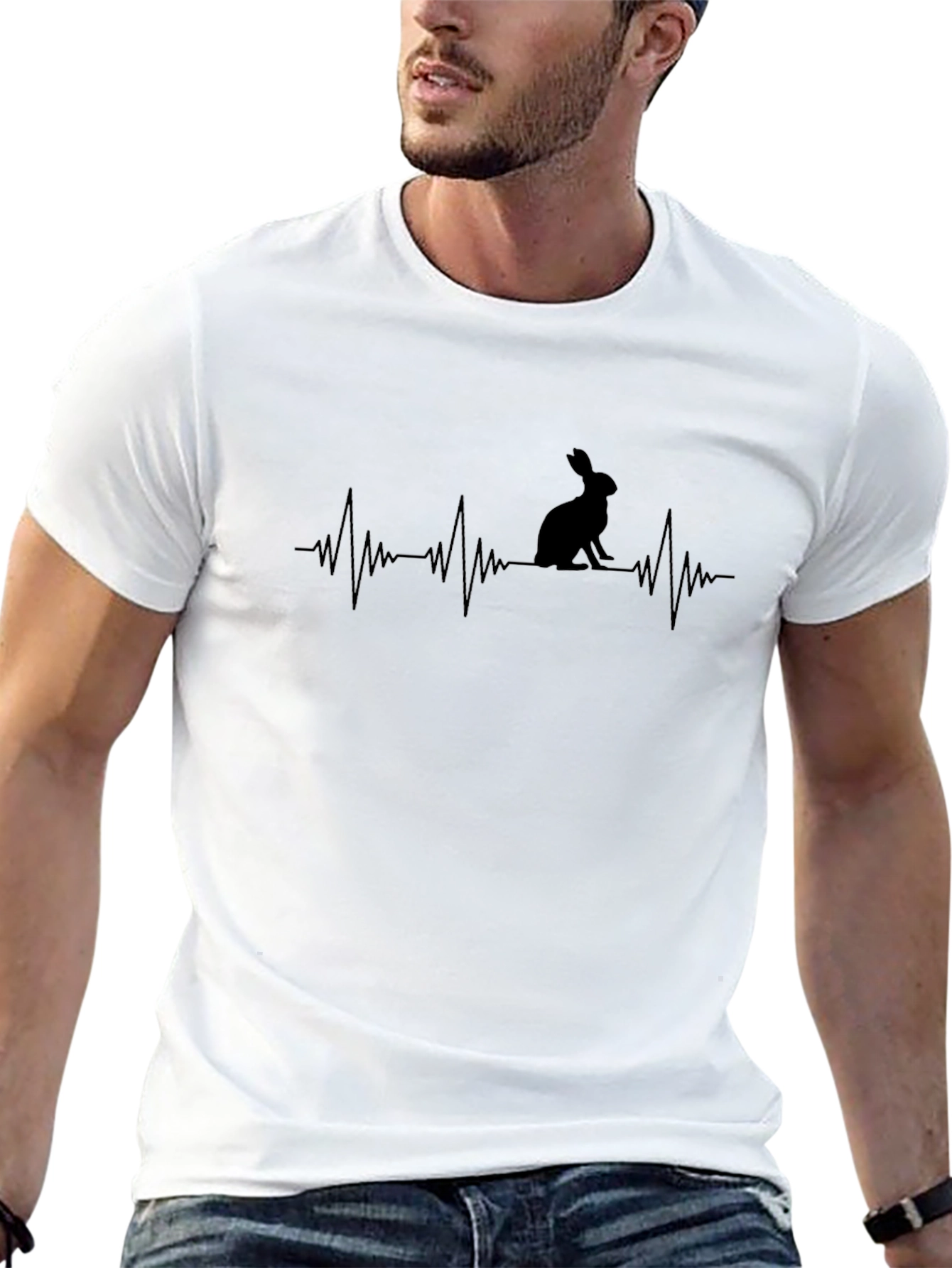 Rabbit Heartbeat T-Shirt - Graphic Print Tee