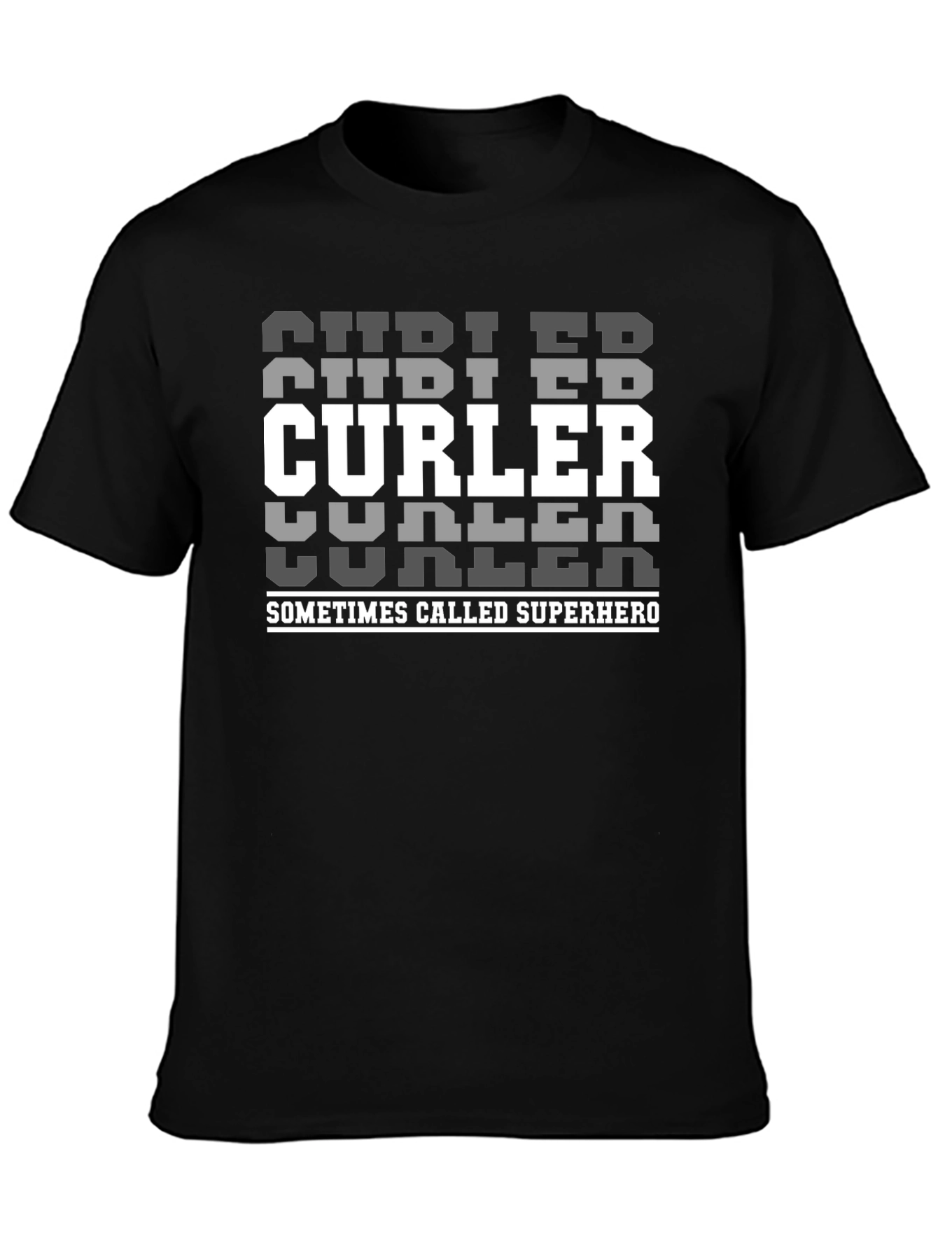 Curler Superhero T-Shirt | Black Crewneck Tee