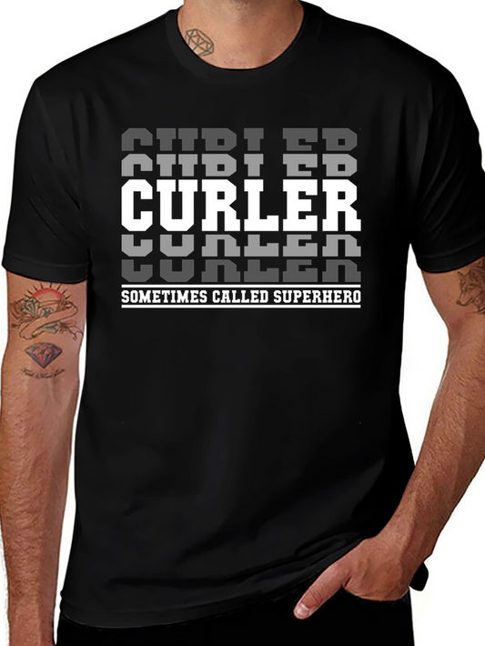 Curler Superhero T-Shirt | Black Crewneck Tee