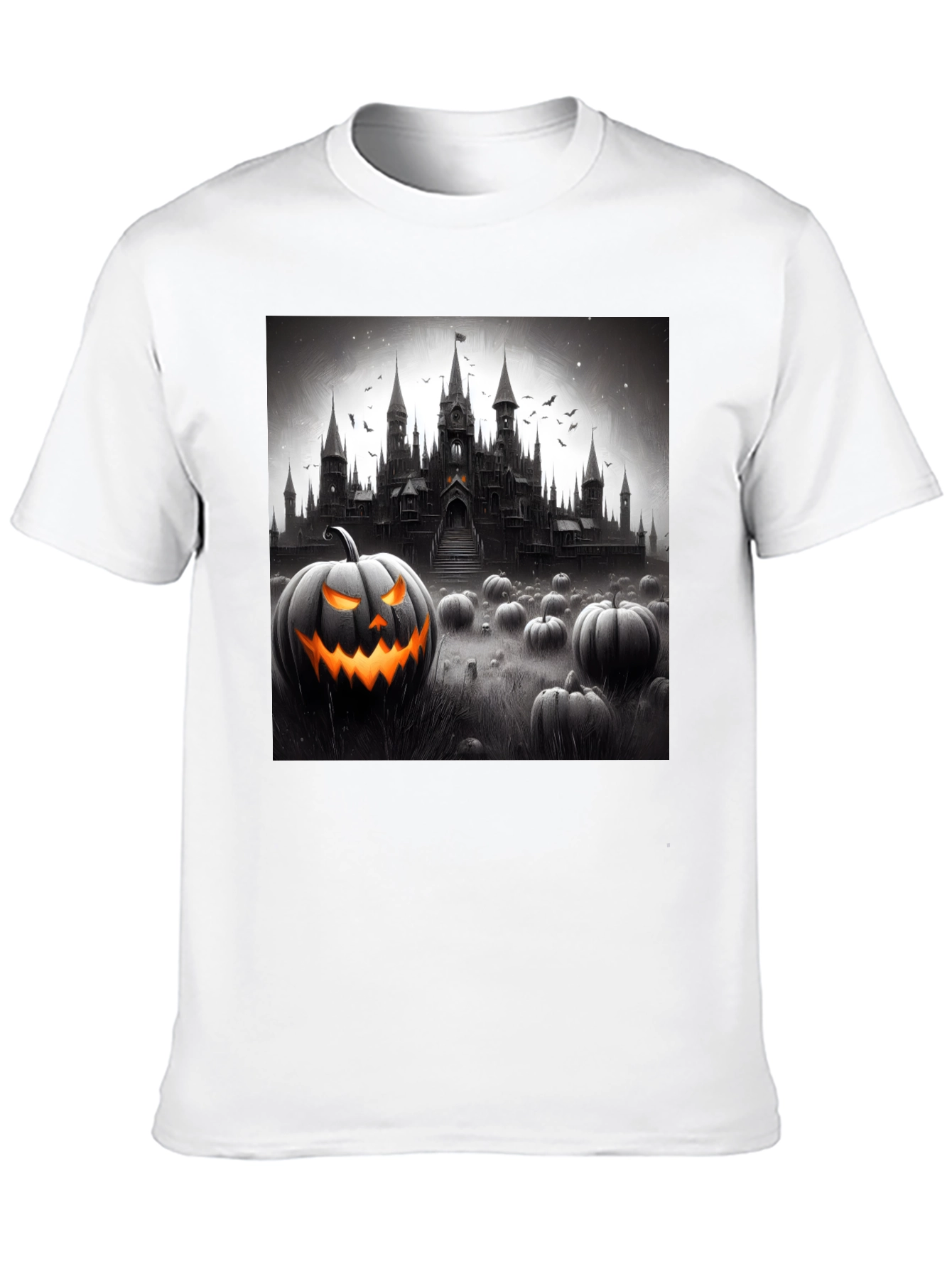 Halloween Castle Pumpkin Patch Black T-Shirt