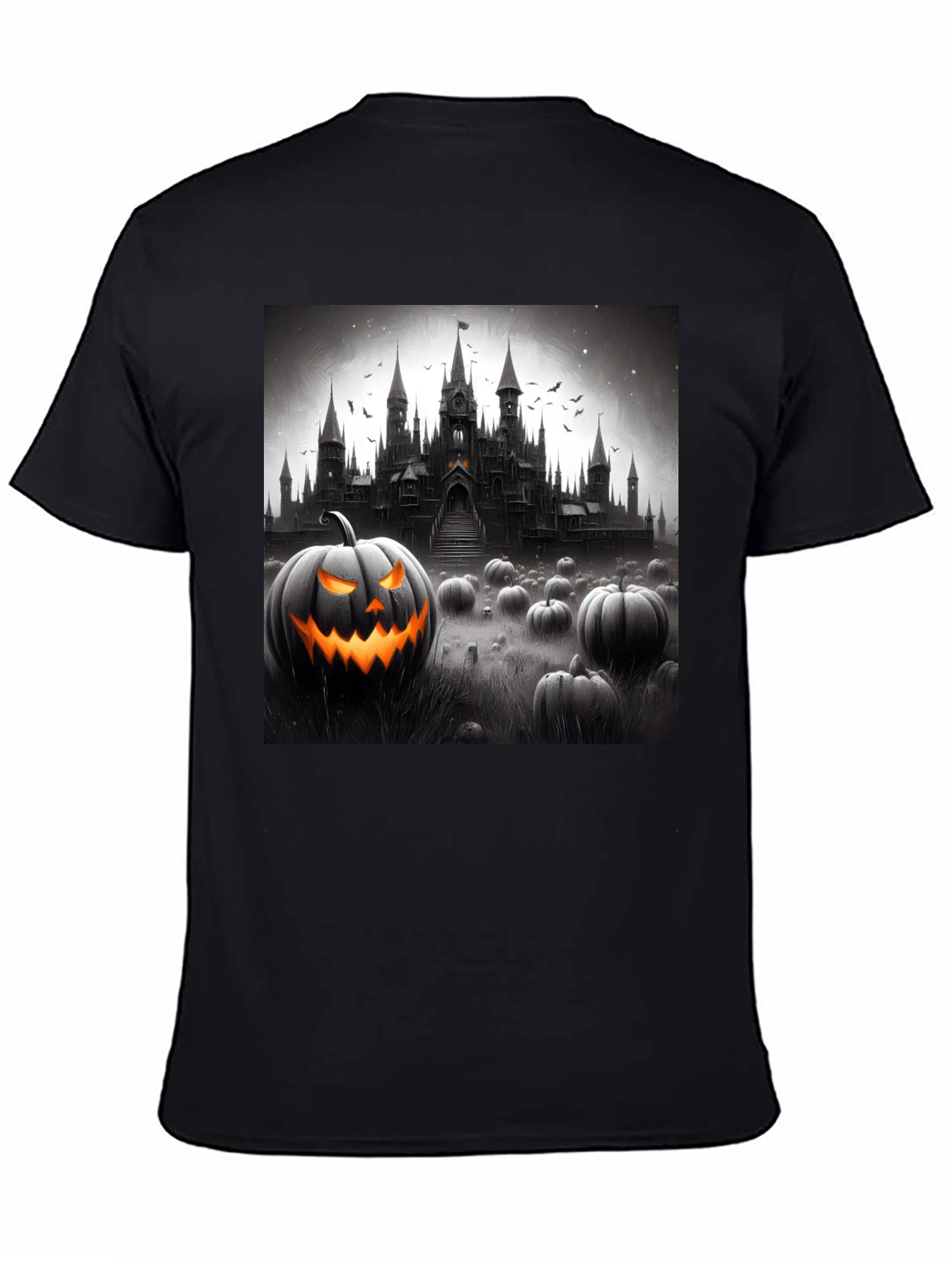 Halloween Castle Pumpkin Patch Black T-Shirt