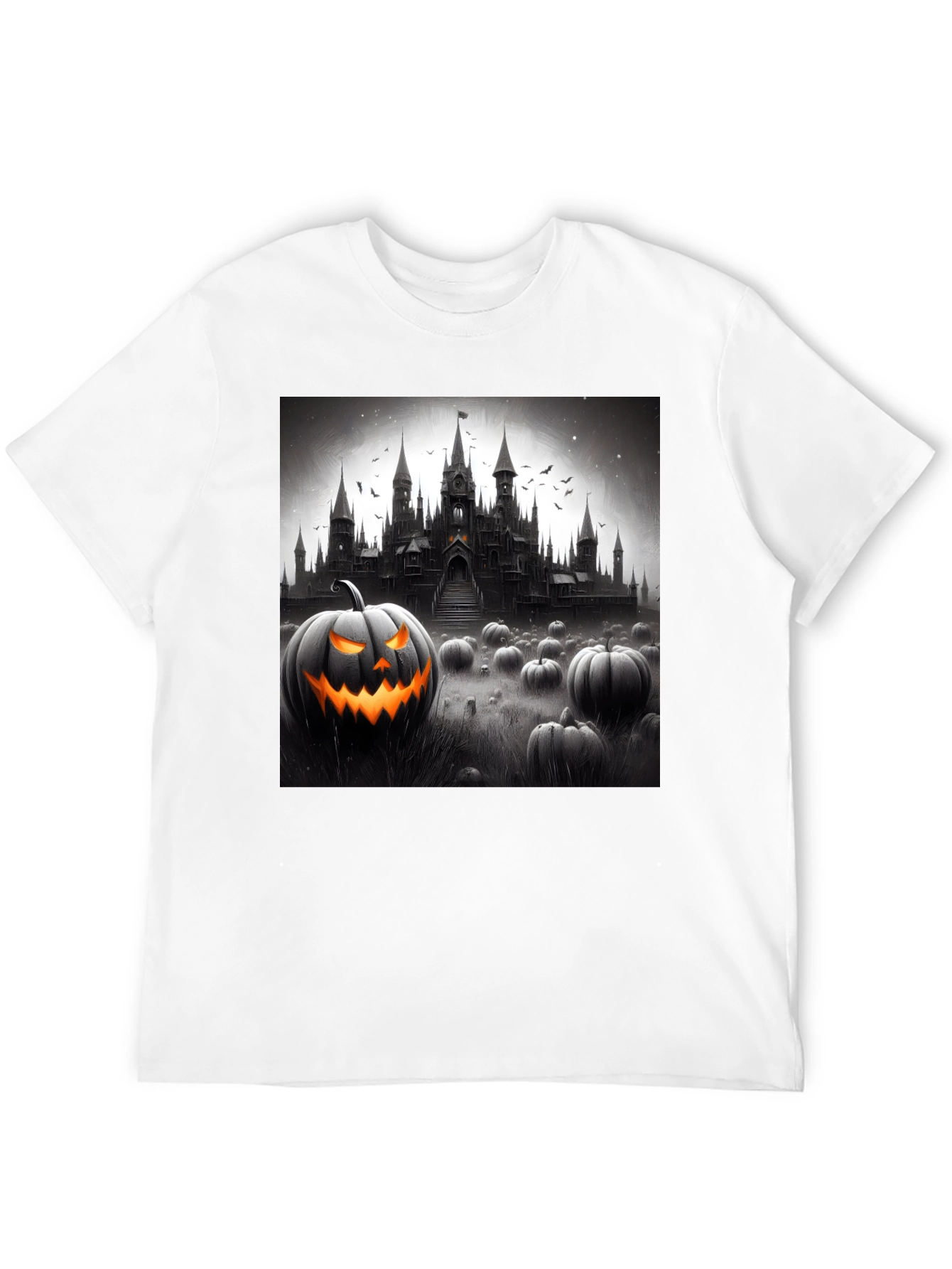 Halloween Castle Pumpkin Patch Black T-Shirt