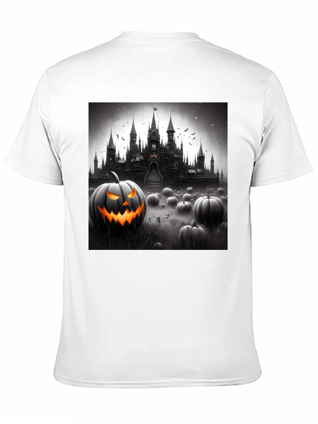 Halloween Castle Pumpkin Patch Black T-Shirt