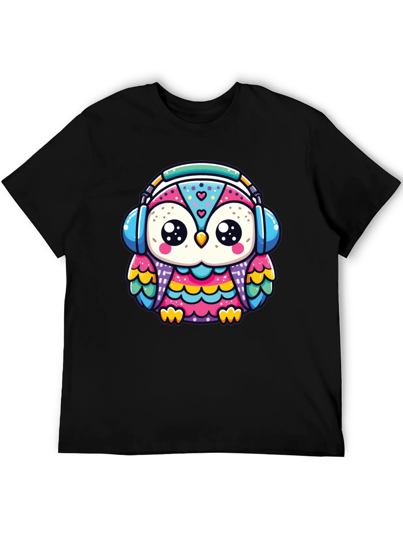 Owl Headphone Graphic Tee - Black