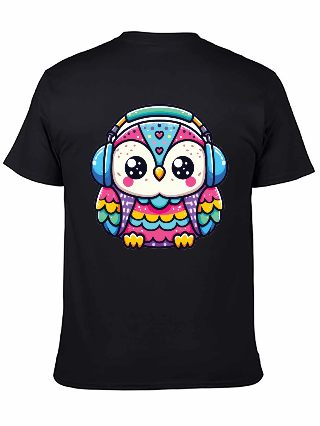 Owl Headphone Graphic Tee - Black