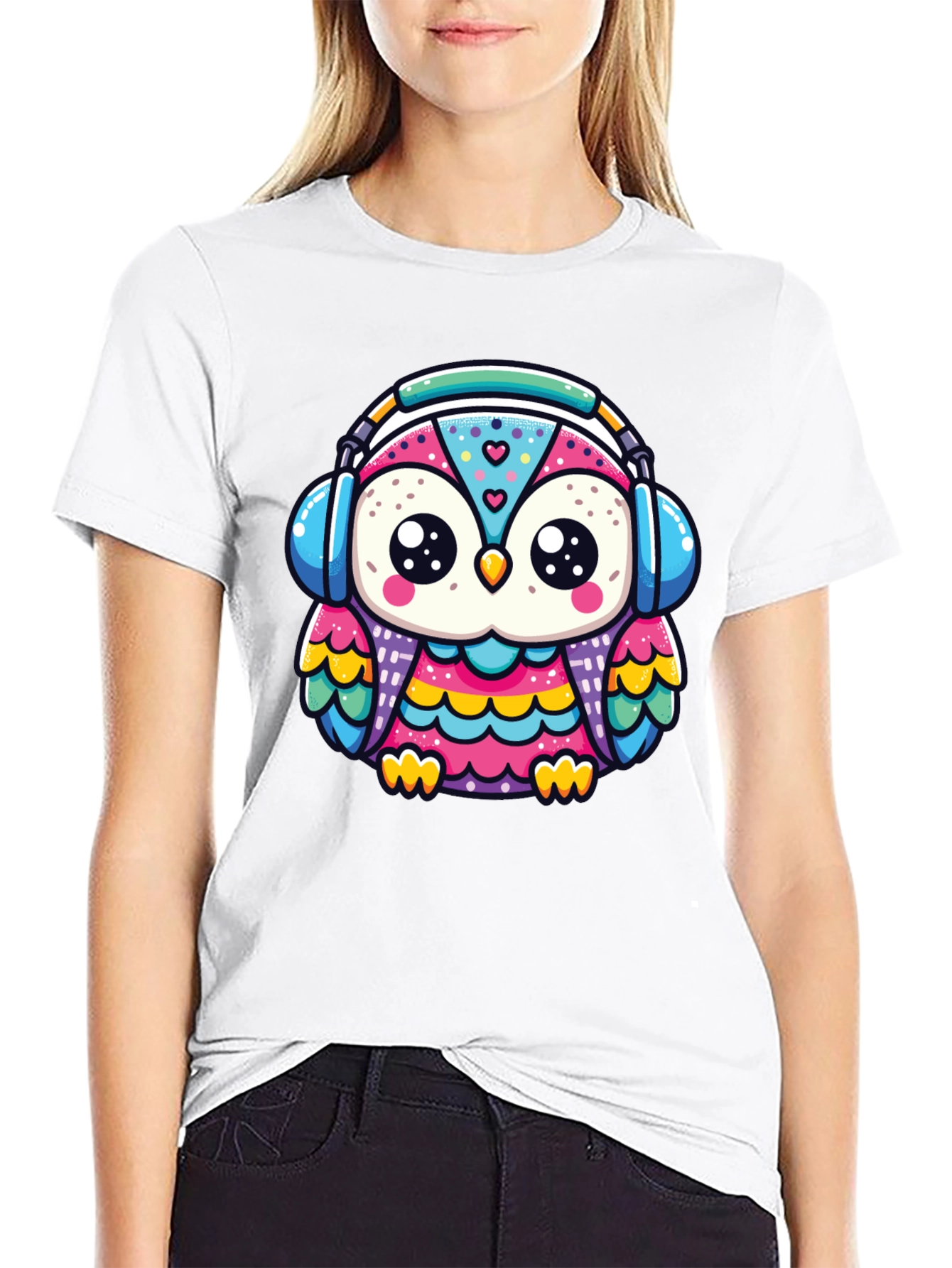 Owl Headphone Graphic Tee - Black