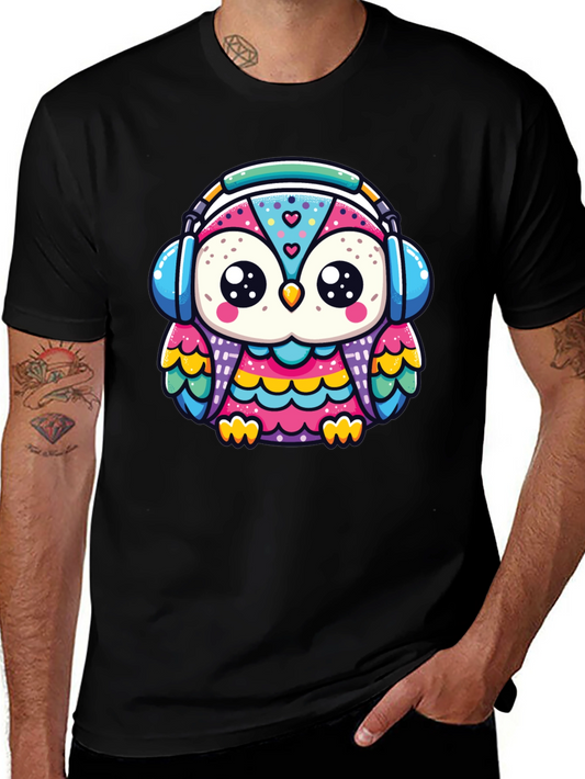 Owl Headphone Graphic Tee - Black