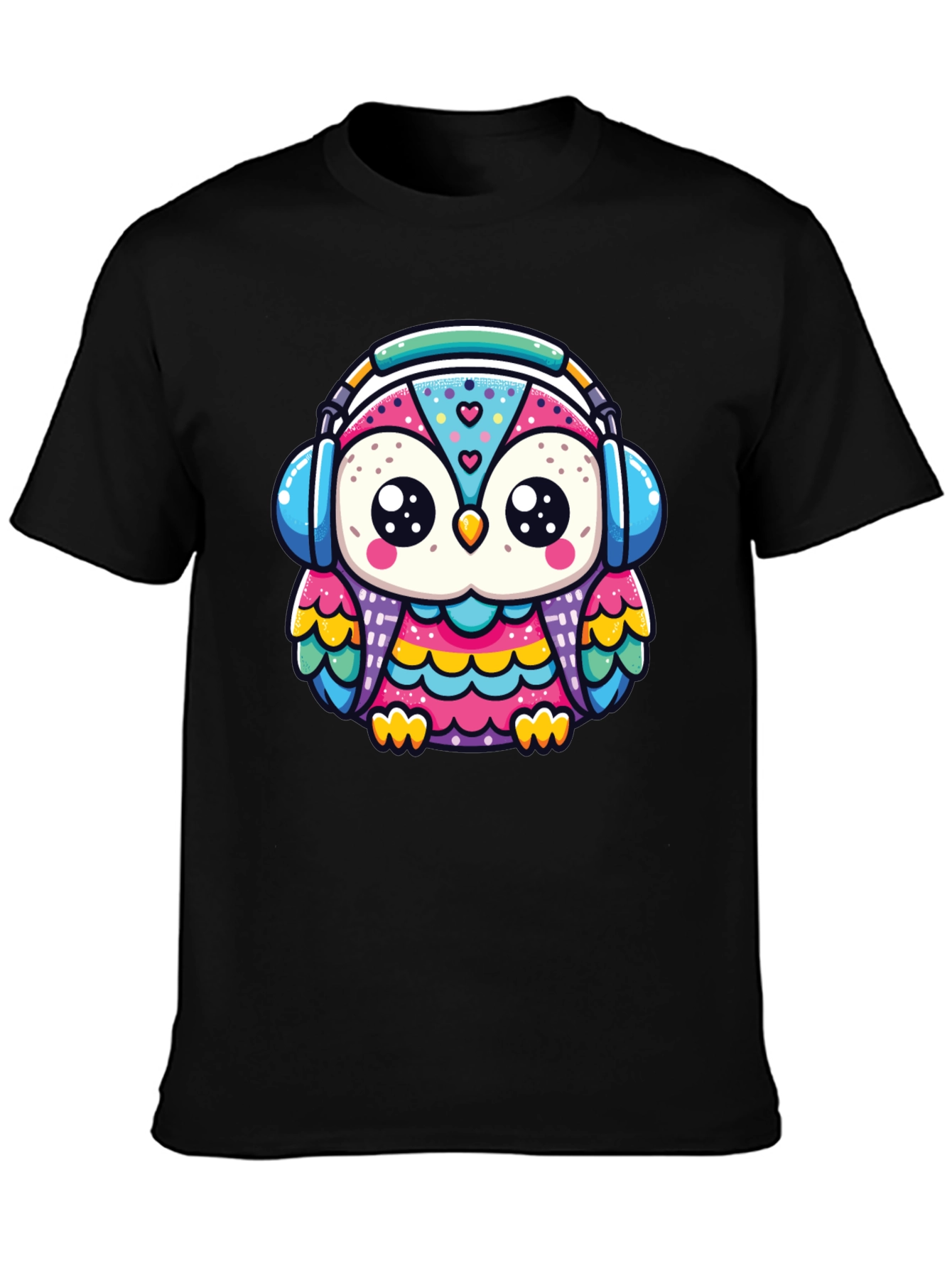 Owl Headphone Graphic Tee - Black