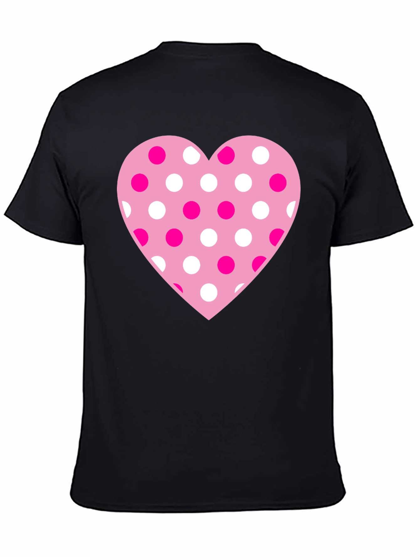 Heart Polka Dot Graphic Tee - Black