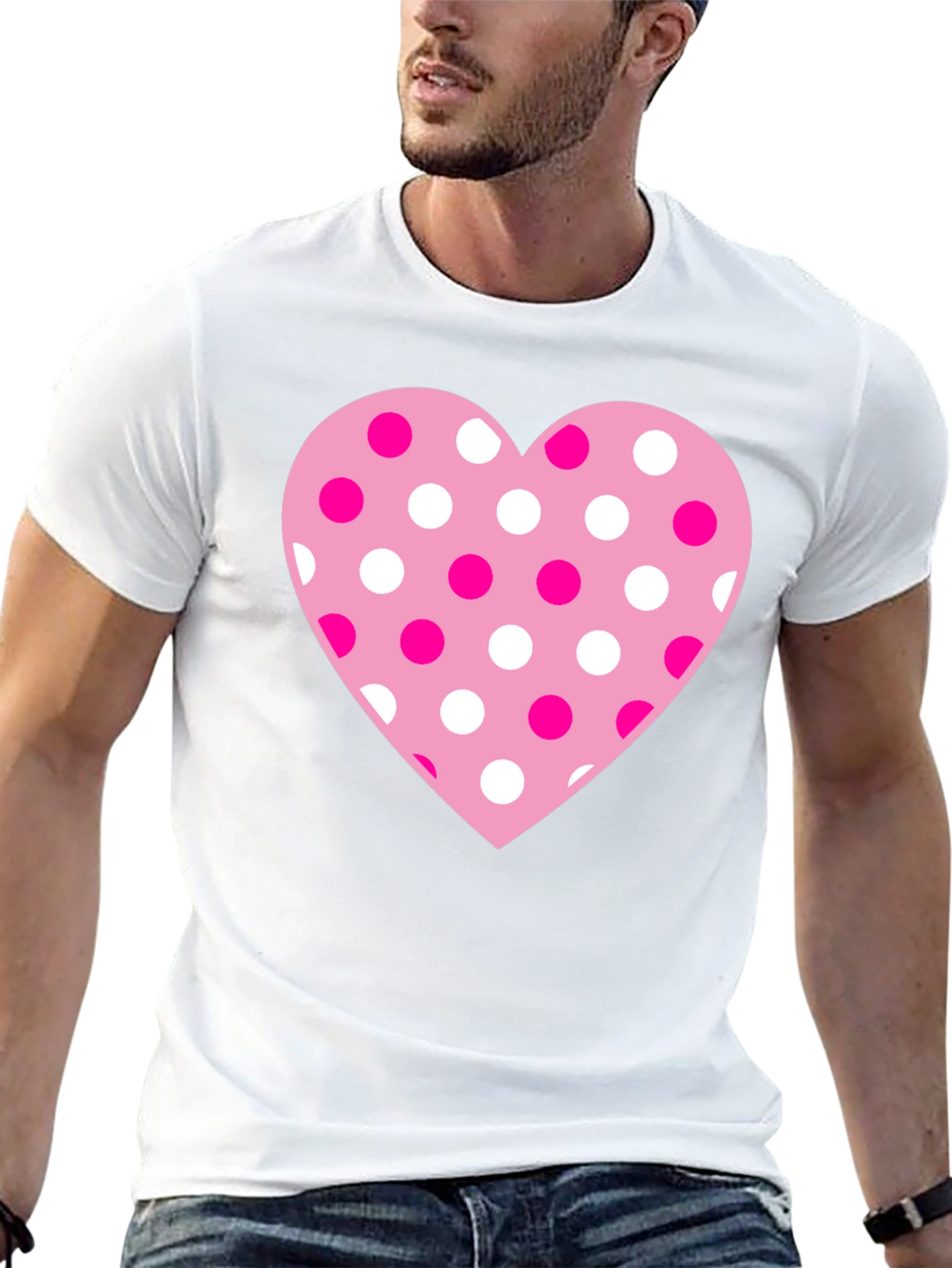 Heart Polka Dot Graphic Tee - Black