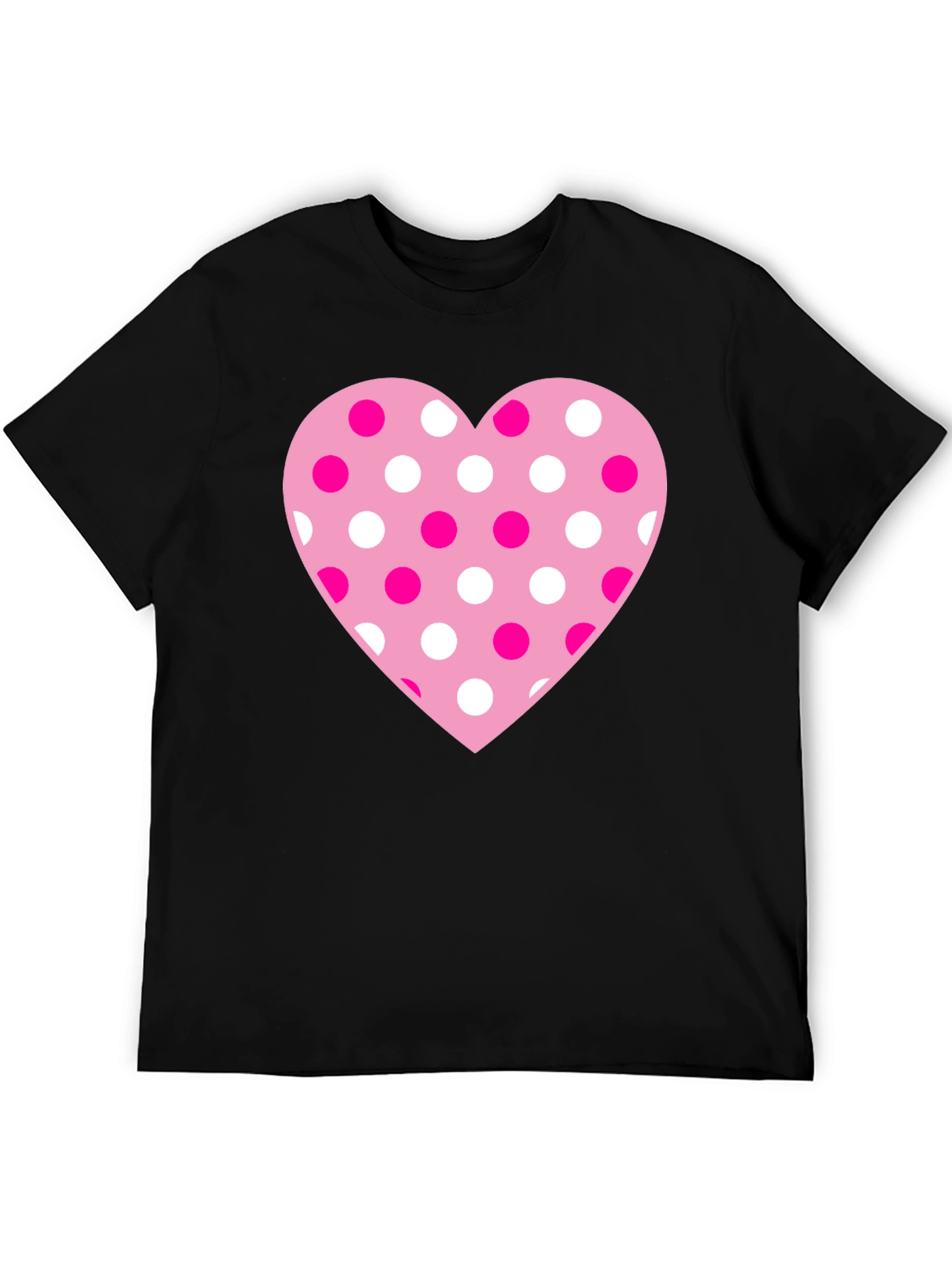 Heart Polka Dot Graphic Tee - Black