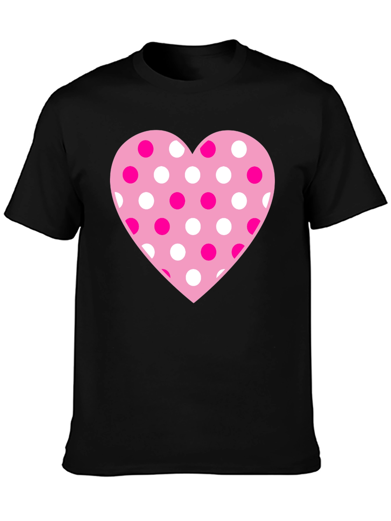 Heart Polka Dot Graphic Tee - Black