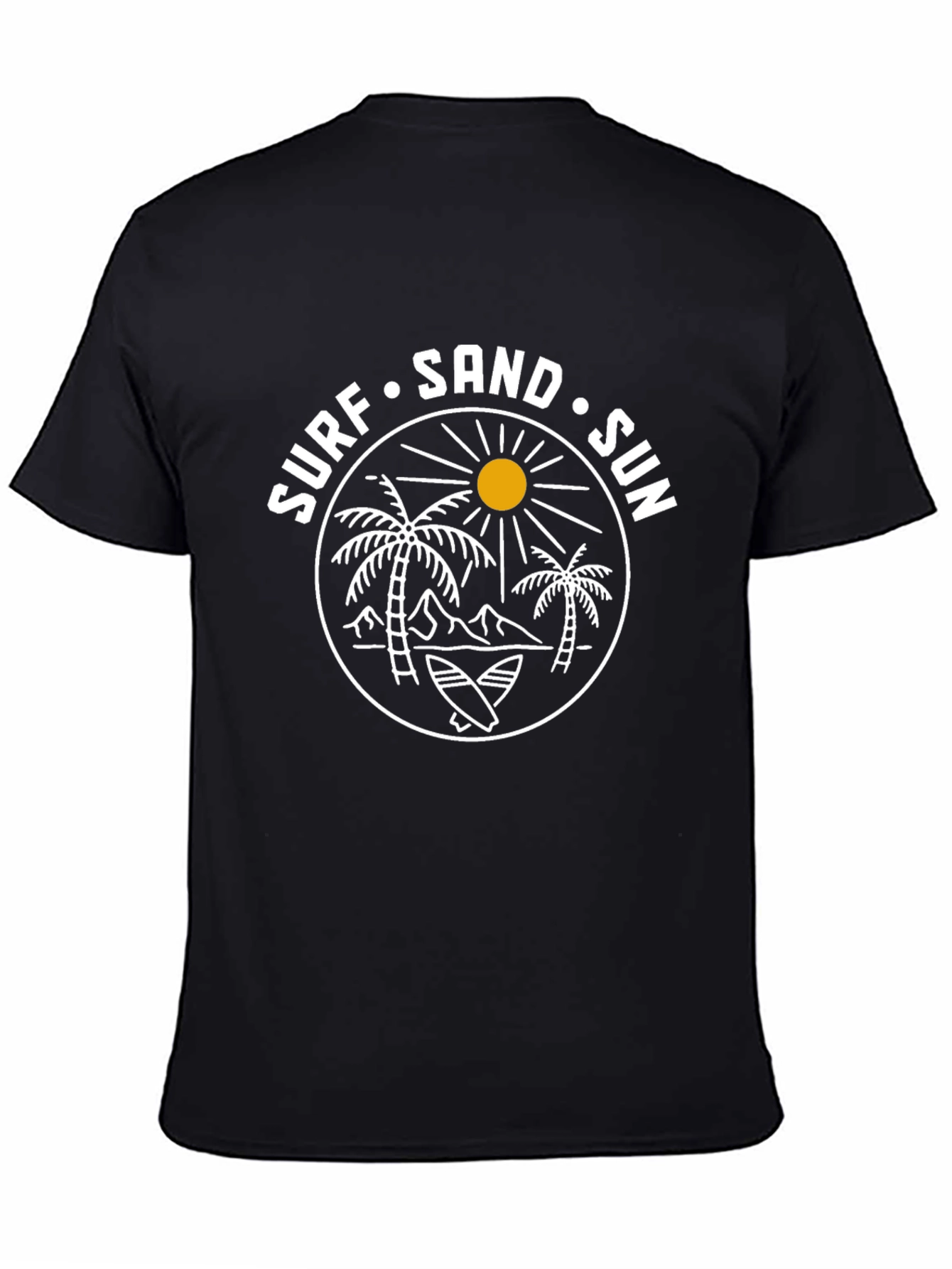 Surf Sand Sun Graphic Tee - Black Cotton T-Shirt