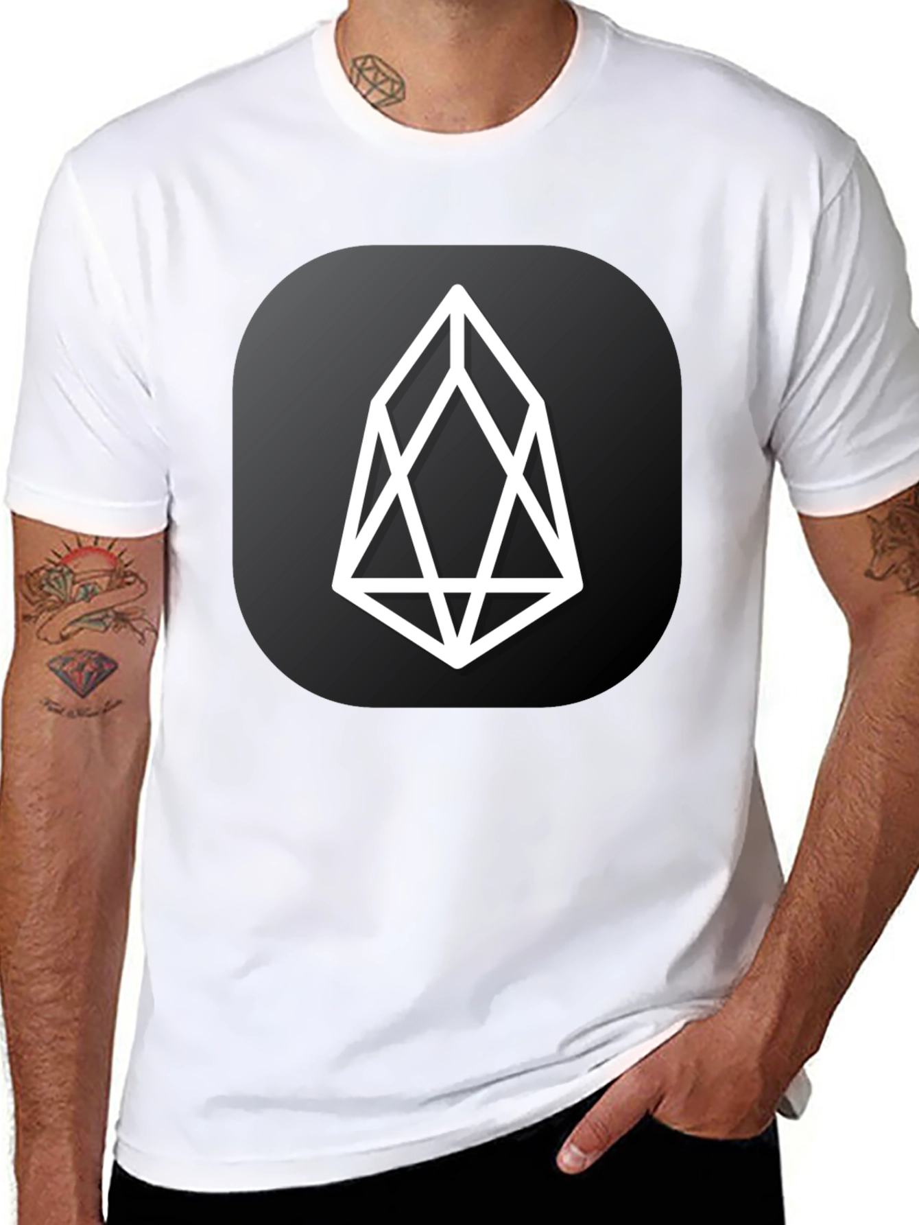 EOS Crypto Black T-Shirt - Modern Cryptocurrency Design