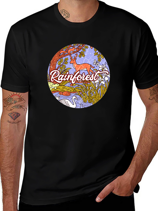 Rainforest Wildlife Graphic Tee - Black