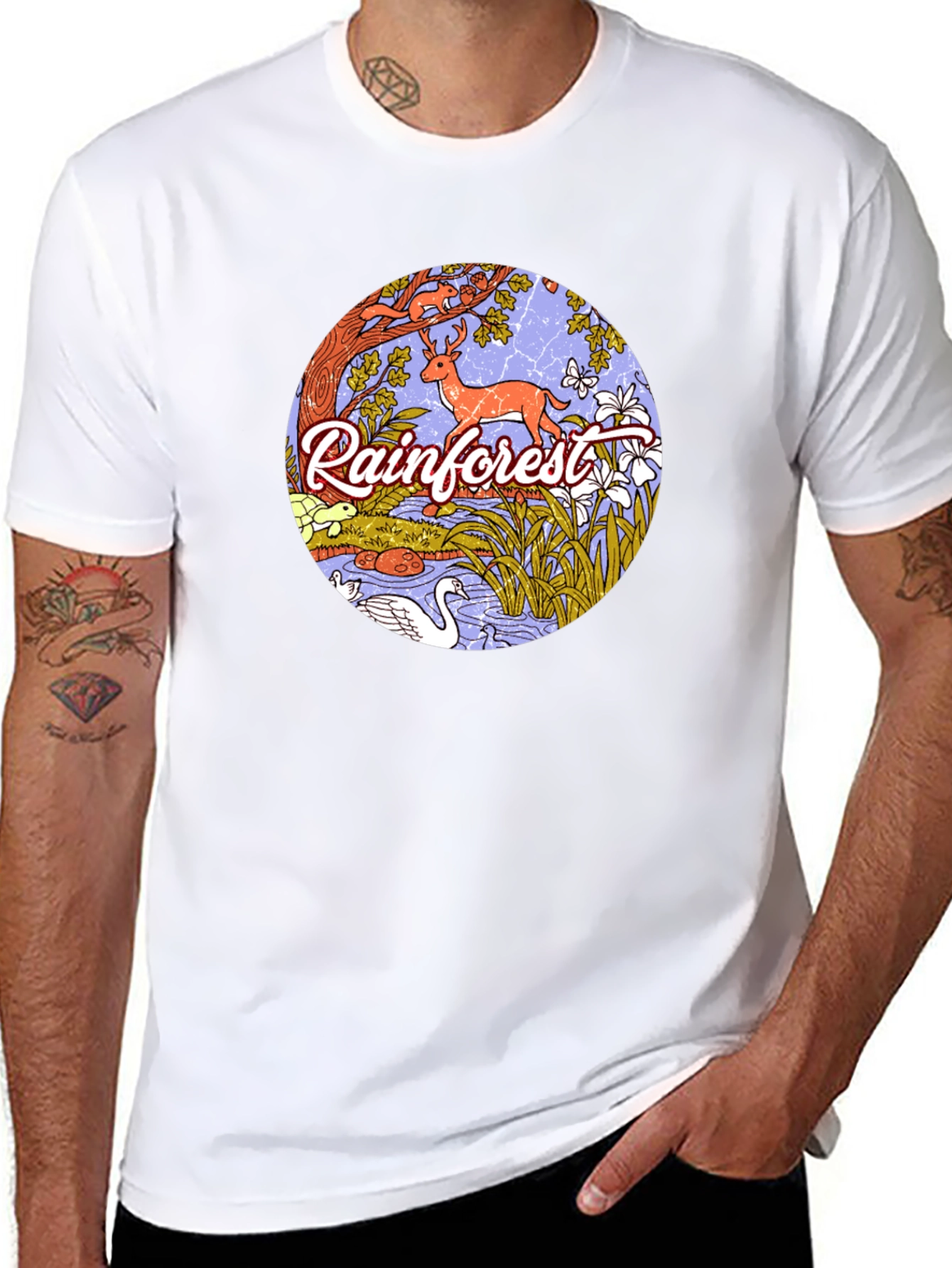 Rainforest Wildlife Graphic Tee - Black