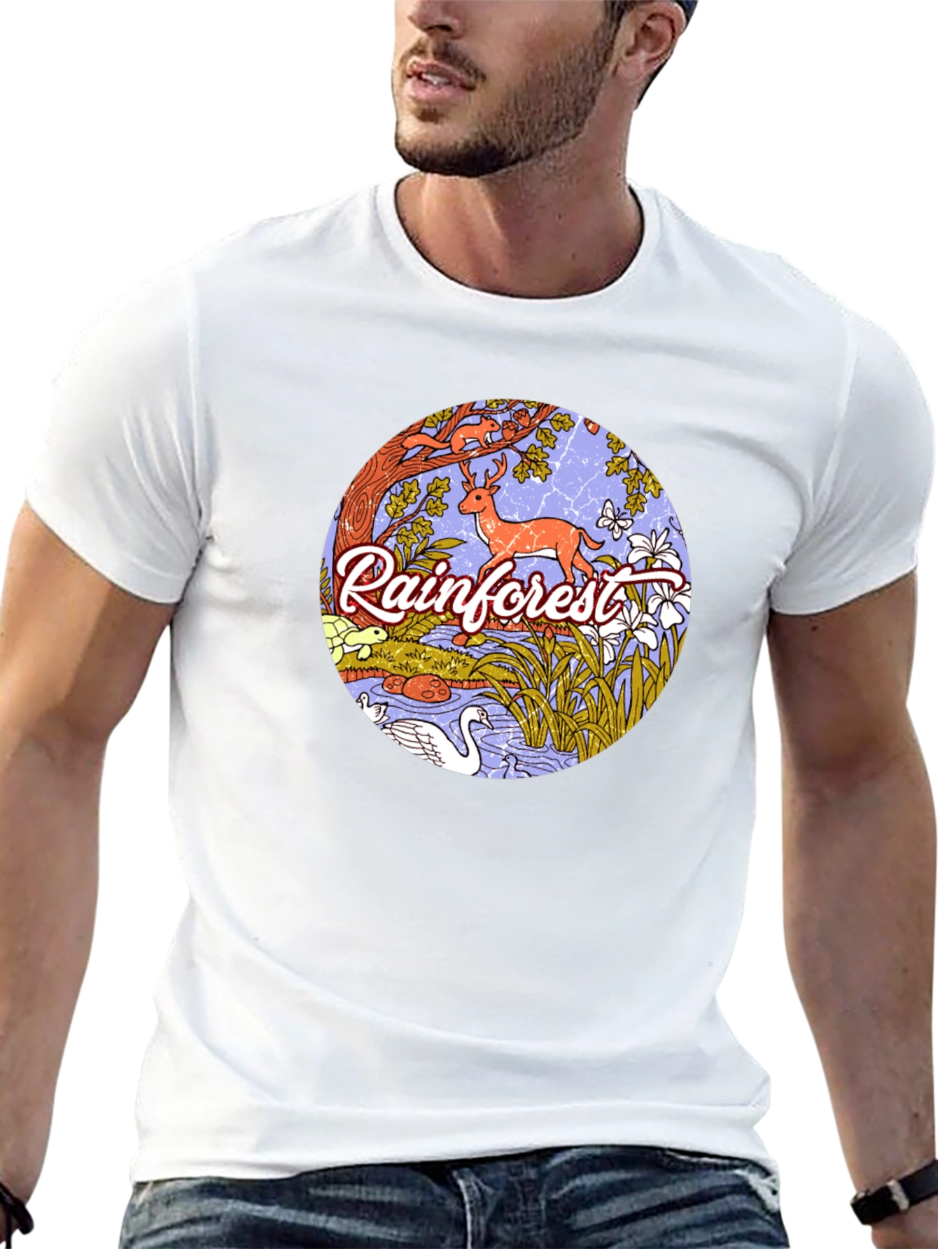 Rainforest Wildlife Graphic Tee - Black