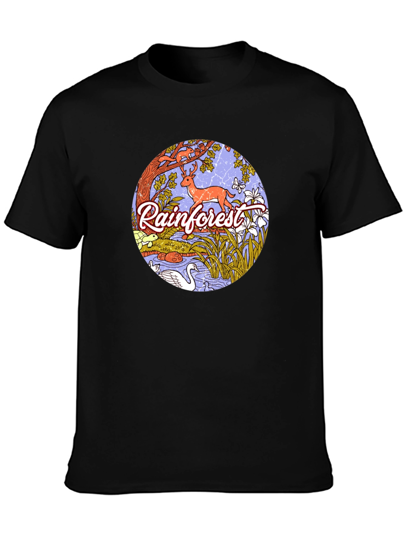 Rainforest Wildlife Graphic Tee - Black
