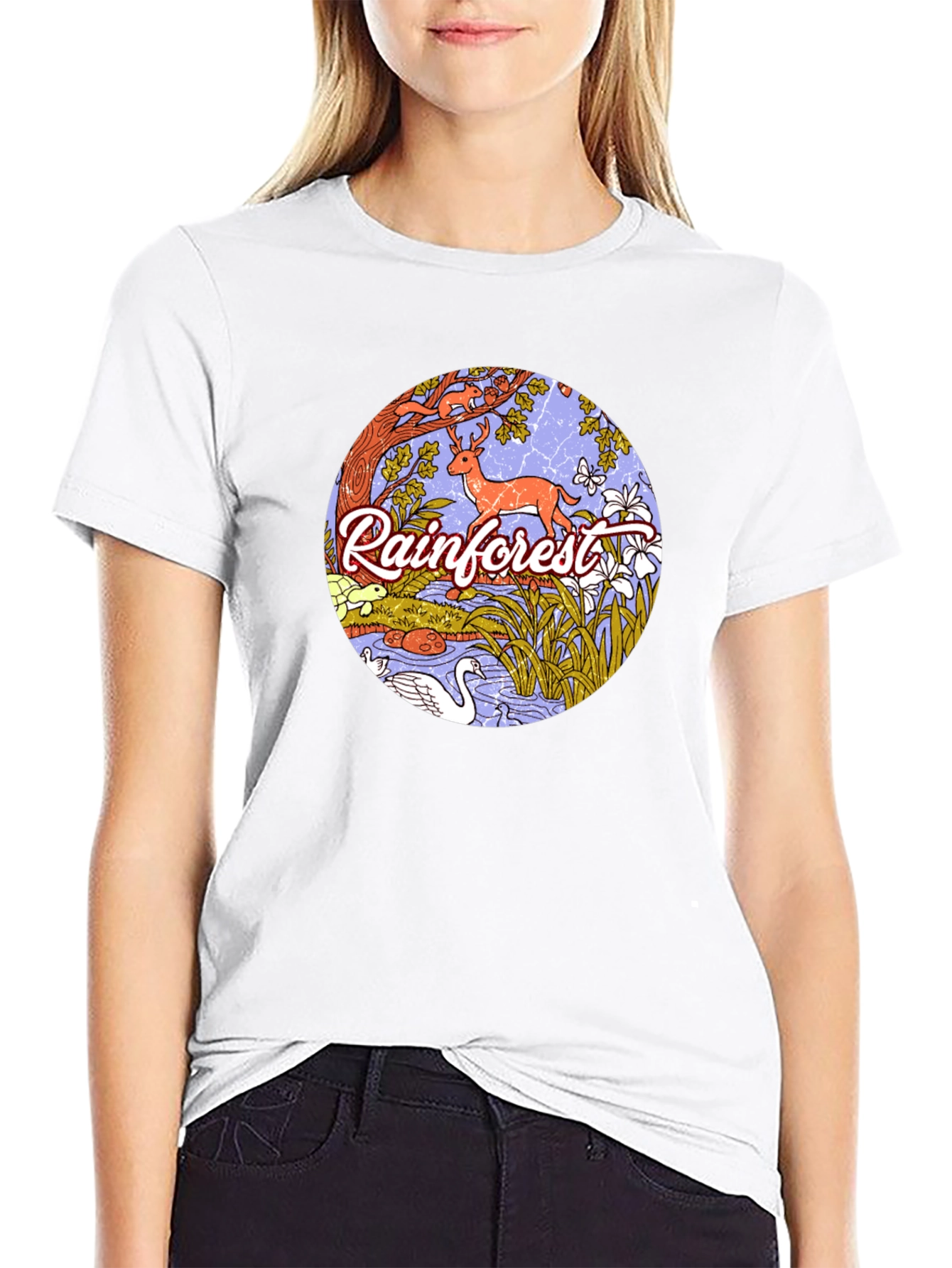 Rainforest Wildlife Graphic Tee - Black