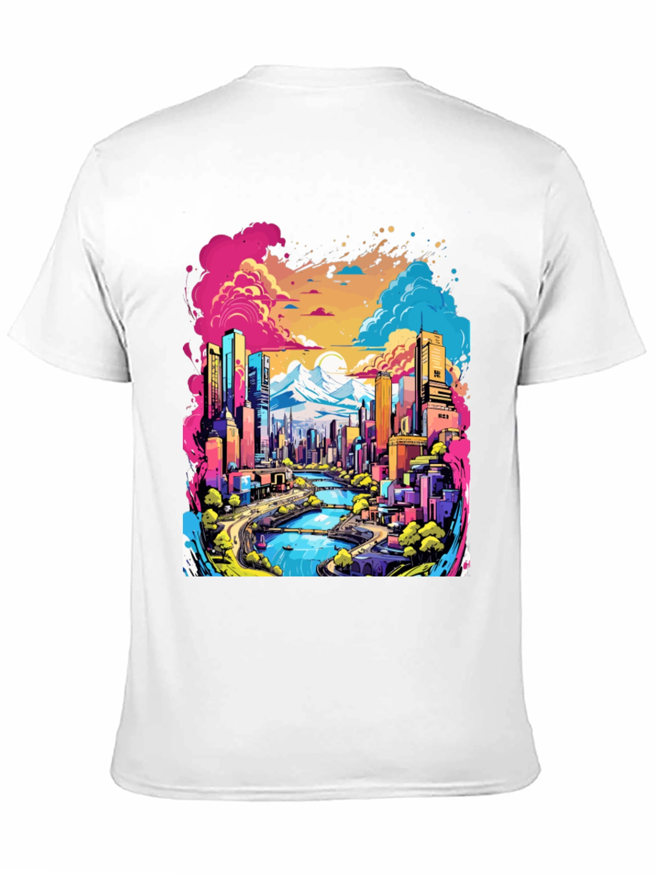 Vibrant Cityscape Graphic Tee - Cool Urban Design