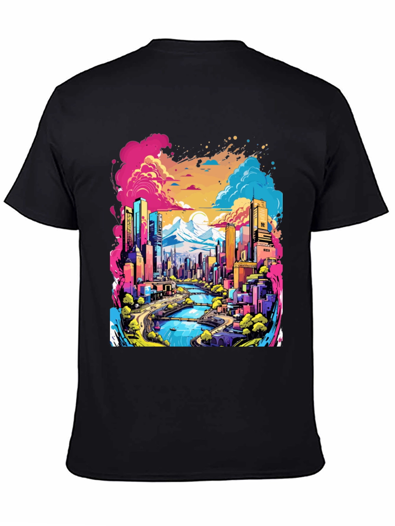 Vibrant Cityscape Graphic Tee - Cool Urban Design