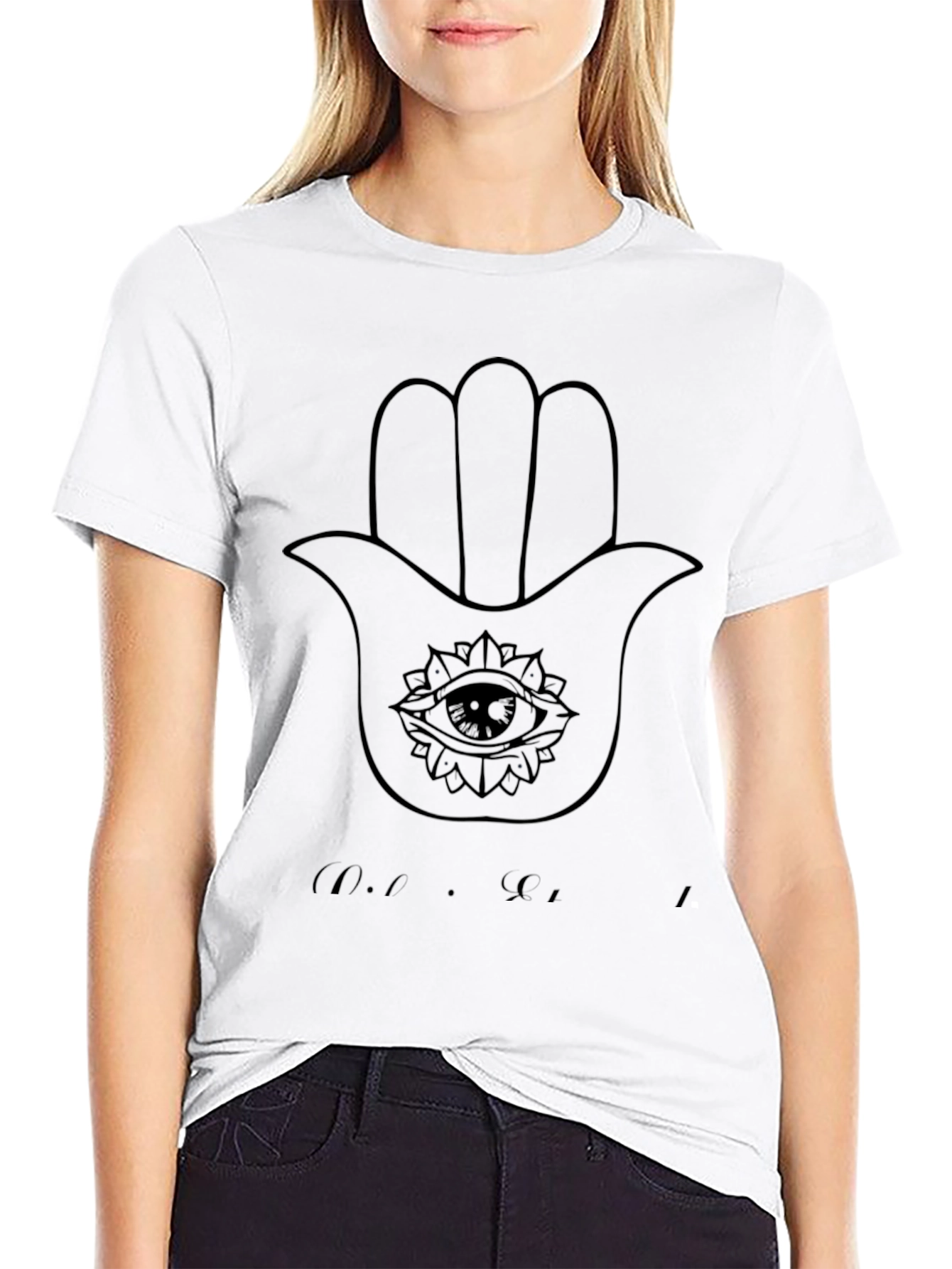 Black Hamsa Hand Graphic Tee - Eye Protection