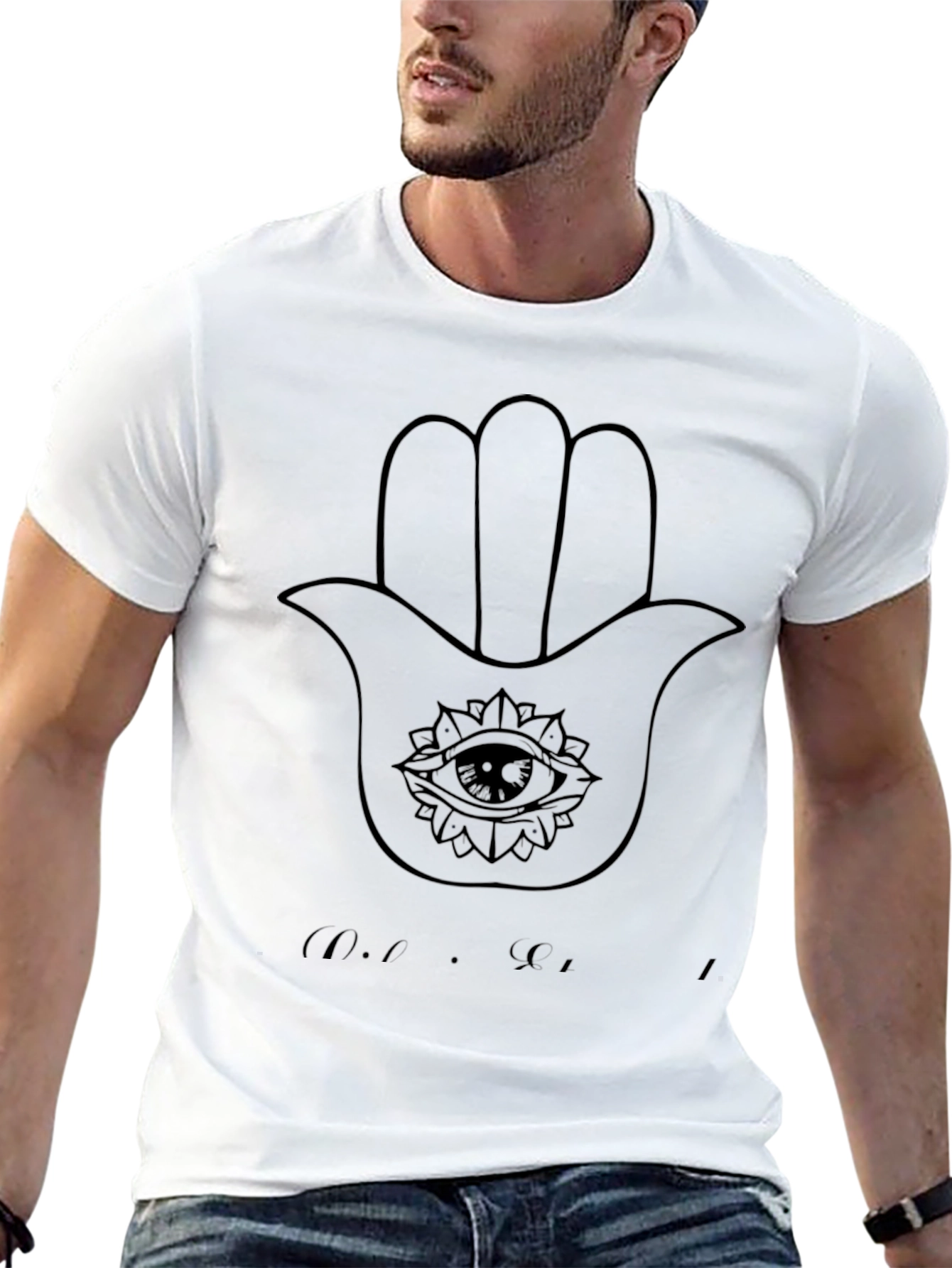 Black Hamsa Hand Graphic Tee - Eye Protection