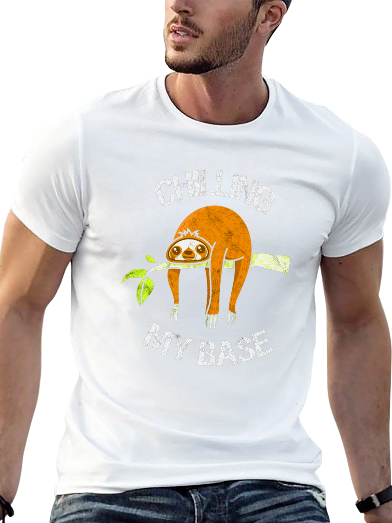 Chilling My Base Sloth Graphic T-Shirt