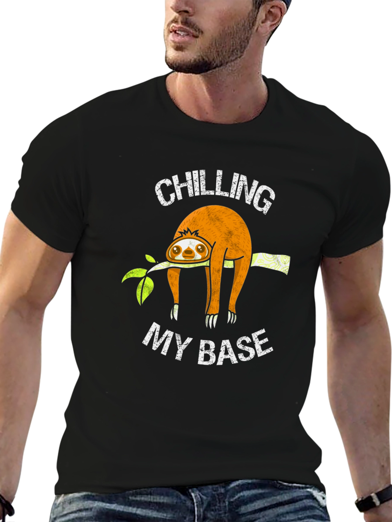 Chilling My Base Sloth Graphic T-Shirt