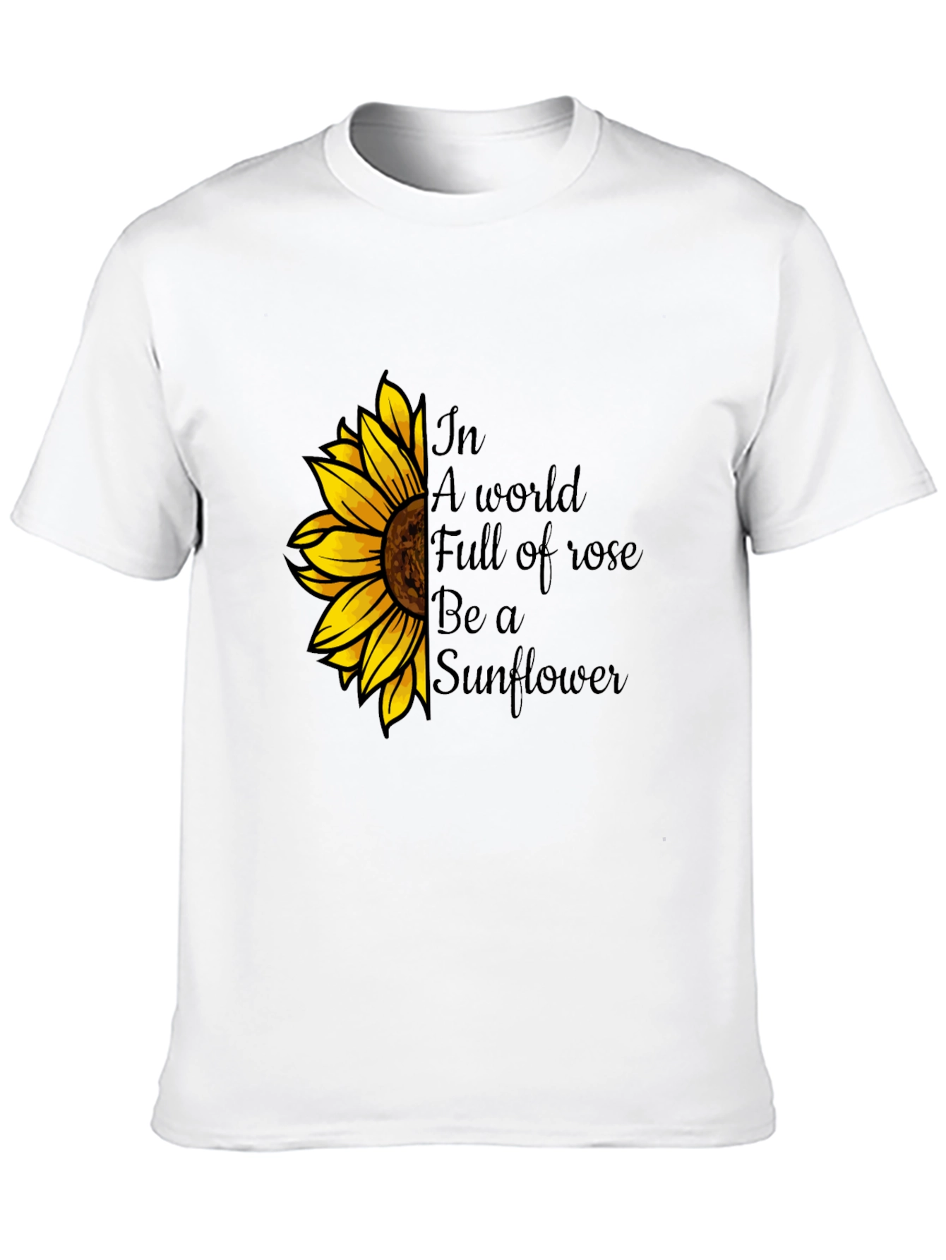 Be a Sunflower Graphic Tee - Black Cotton T-Shirt