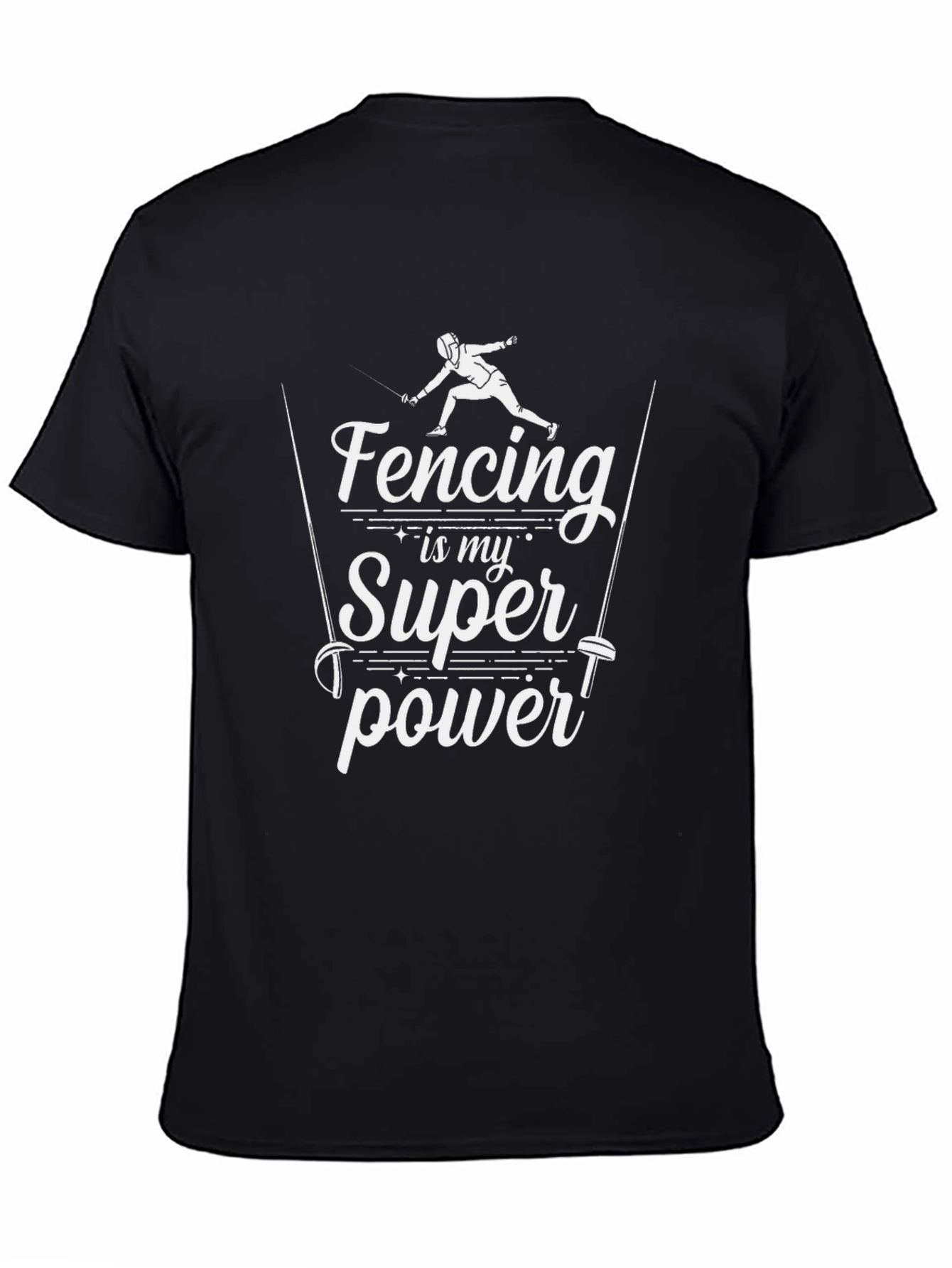 Fencing Superpower T-Shirt - Black Cotton Tee