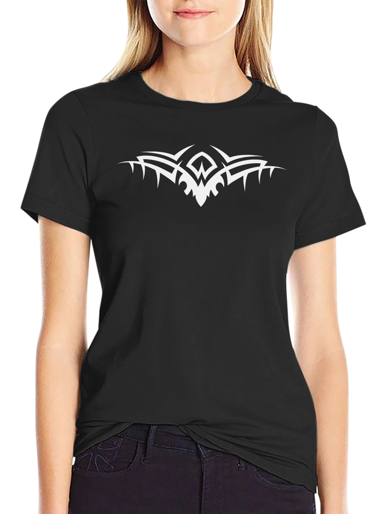 Tribal Tattoo Style Graphic Print Black T-Shirt