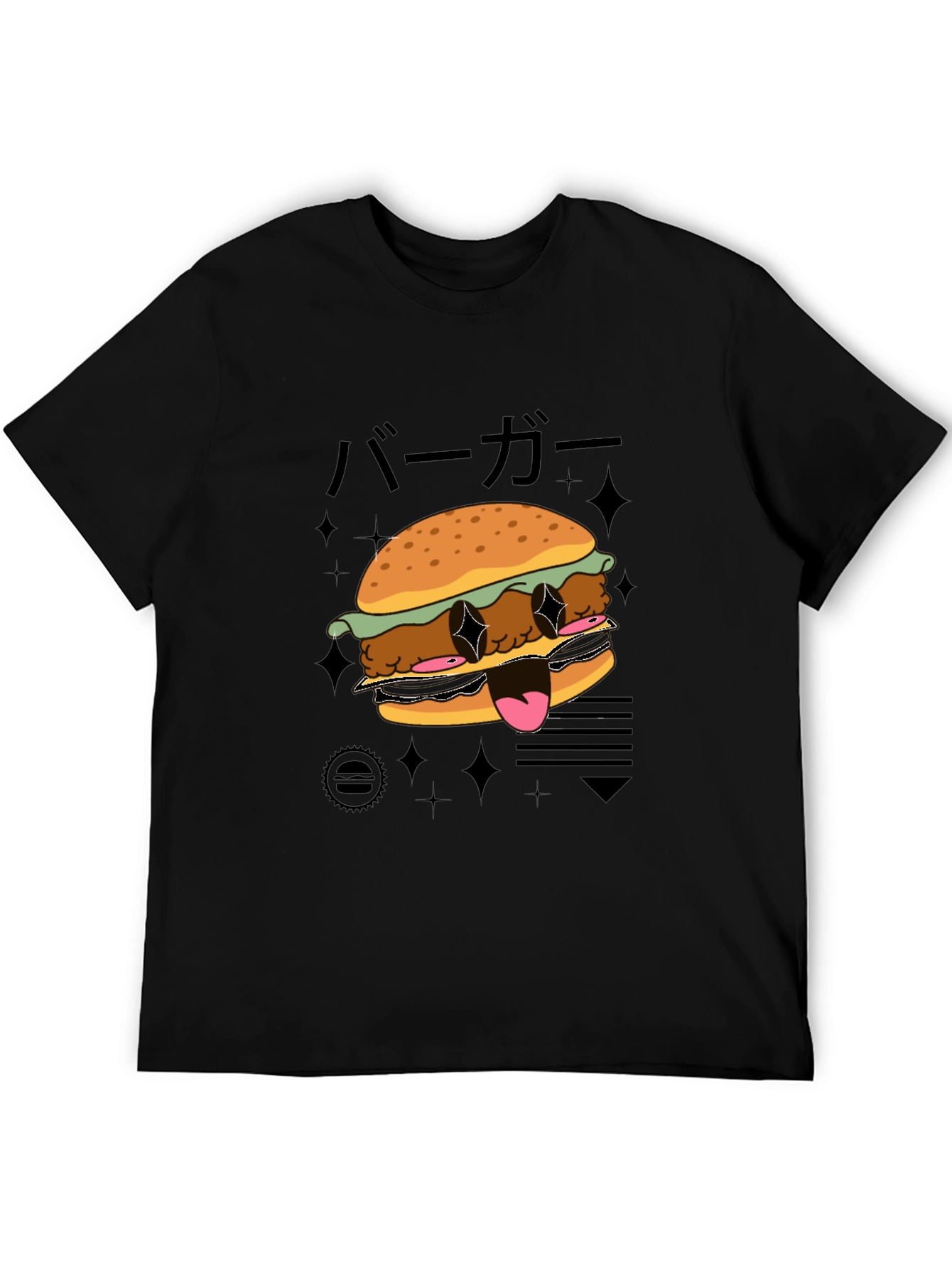 Cool Burger Graphic Black T-Shirt