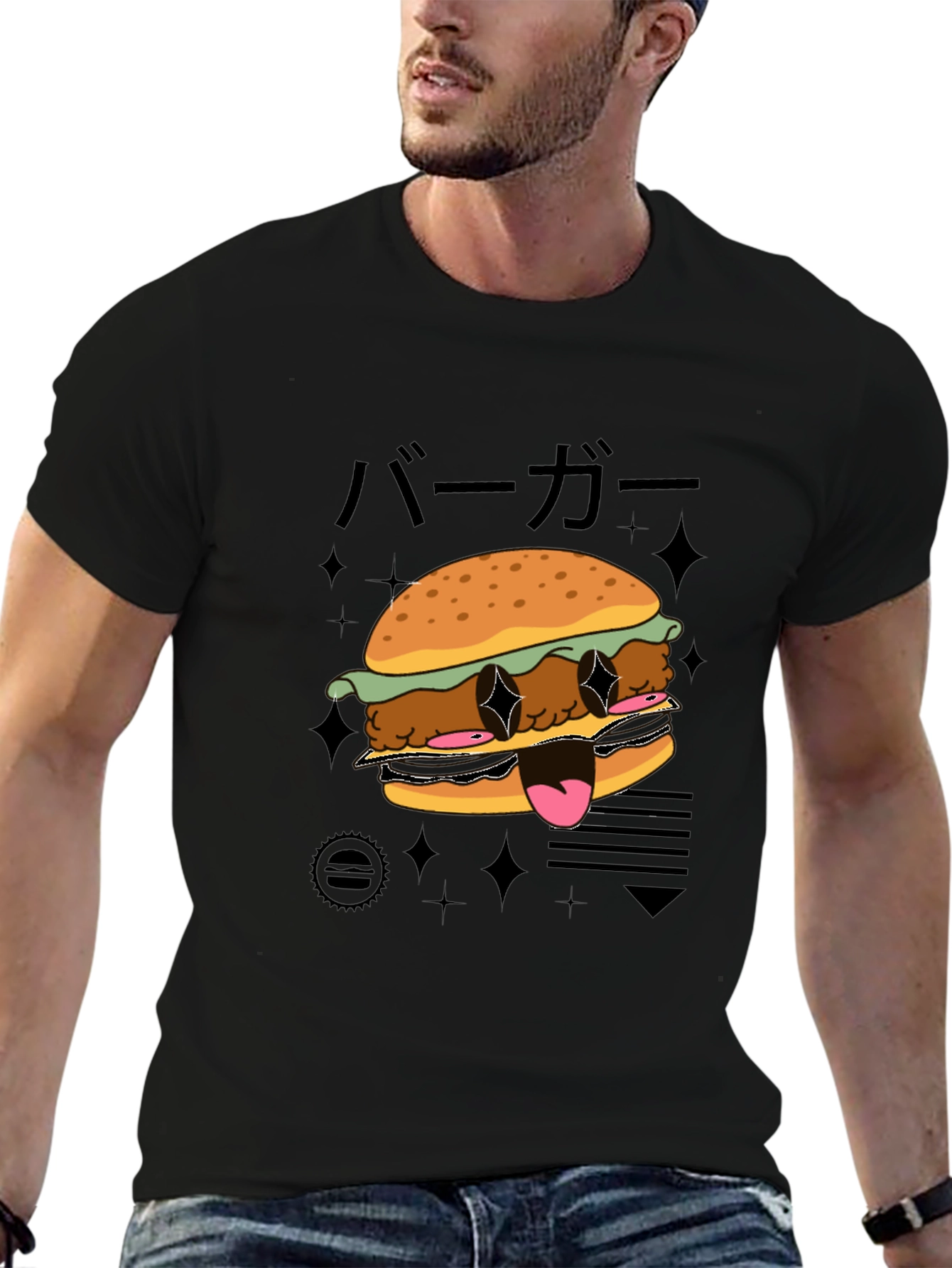 Cool Burger Graphic Black T-Shirt