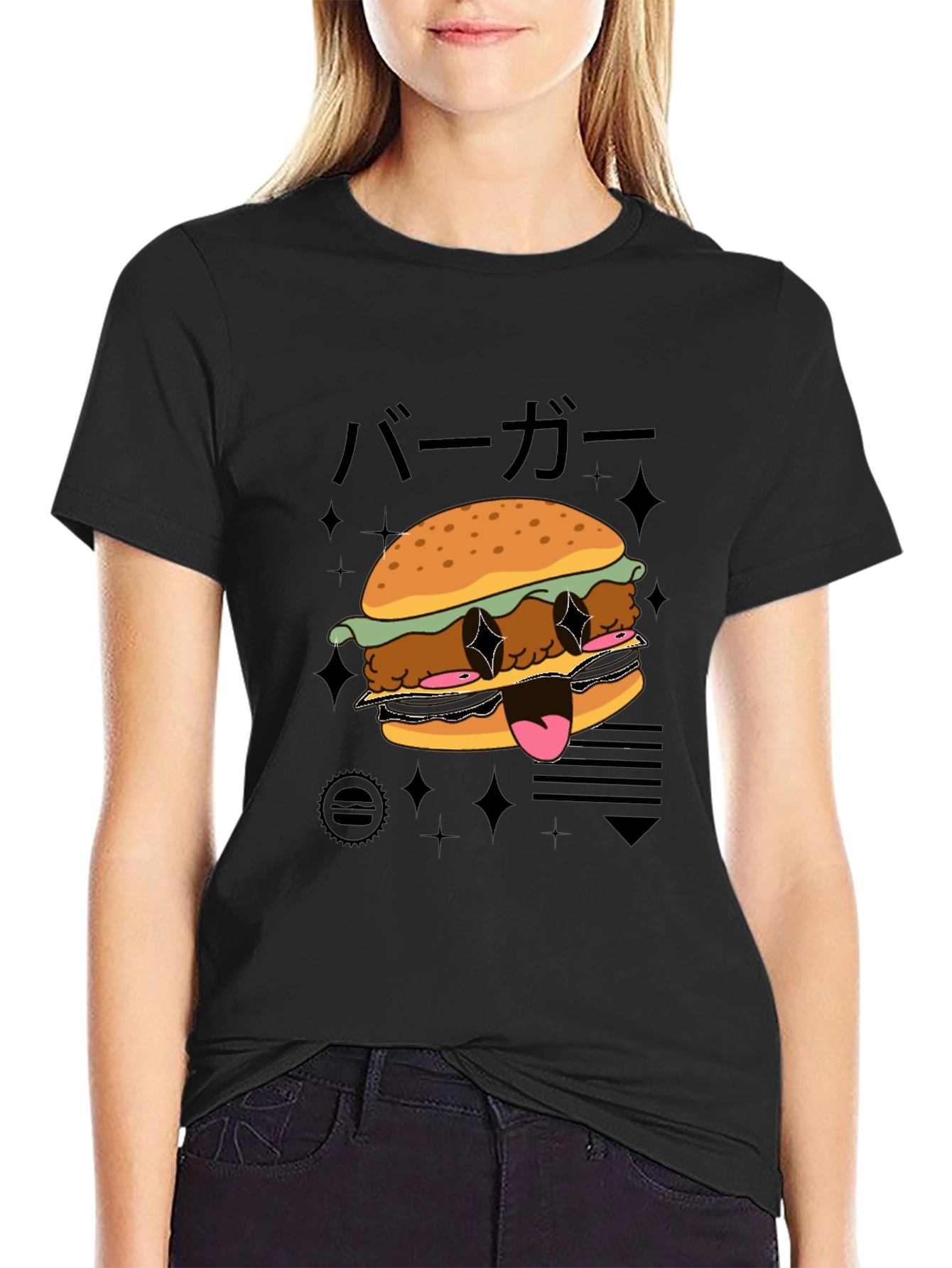 Cool Burger Graphic Black T-Shirt