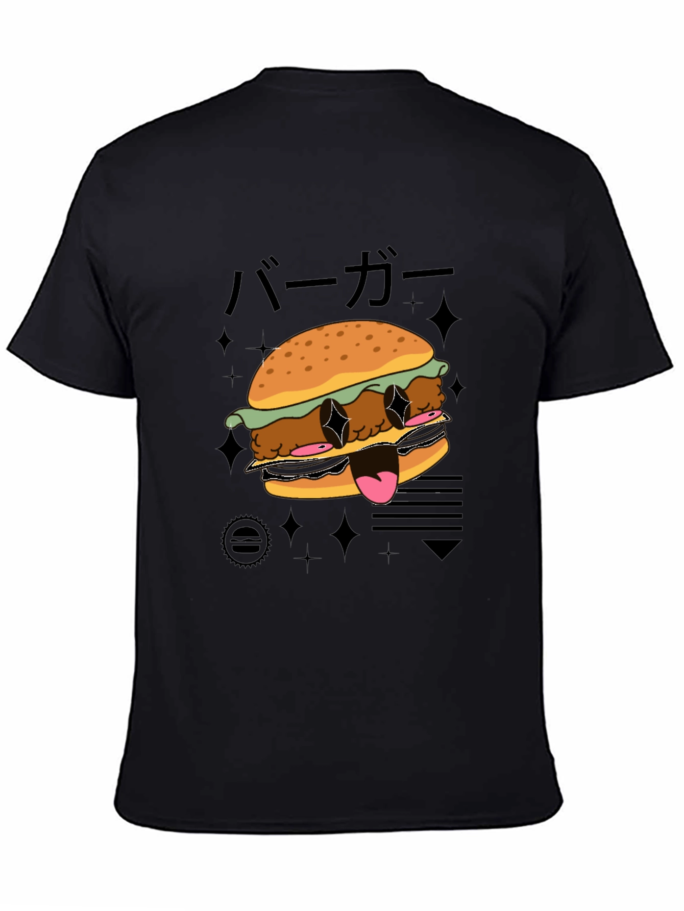 Cool Burger Graphic Black T-Shirt