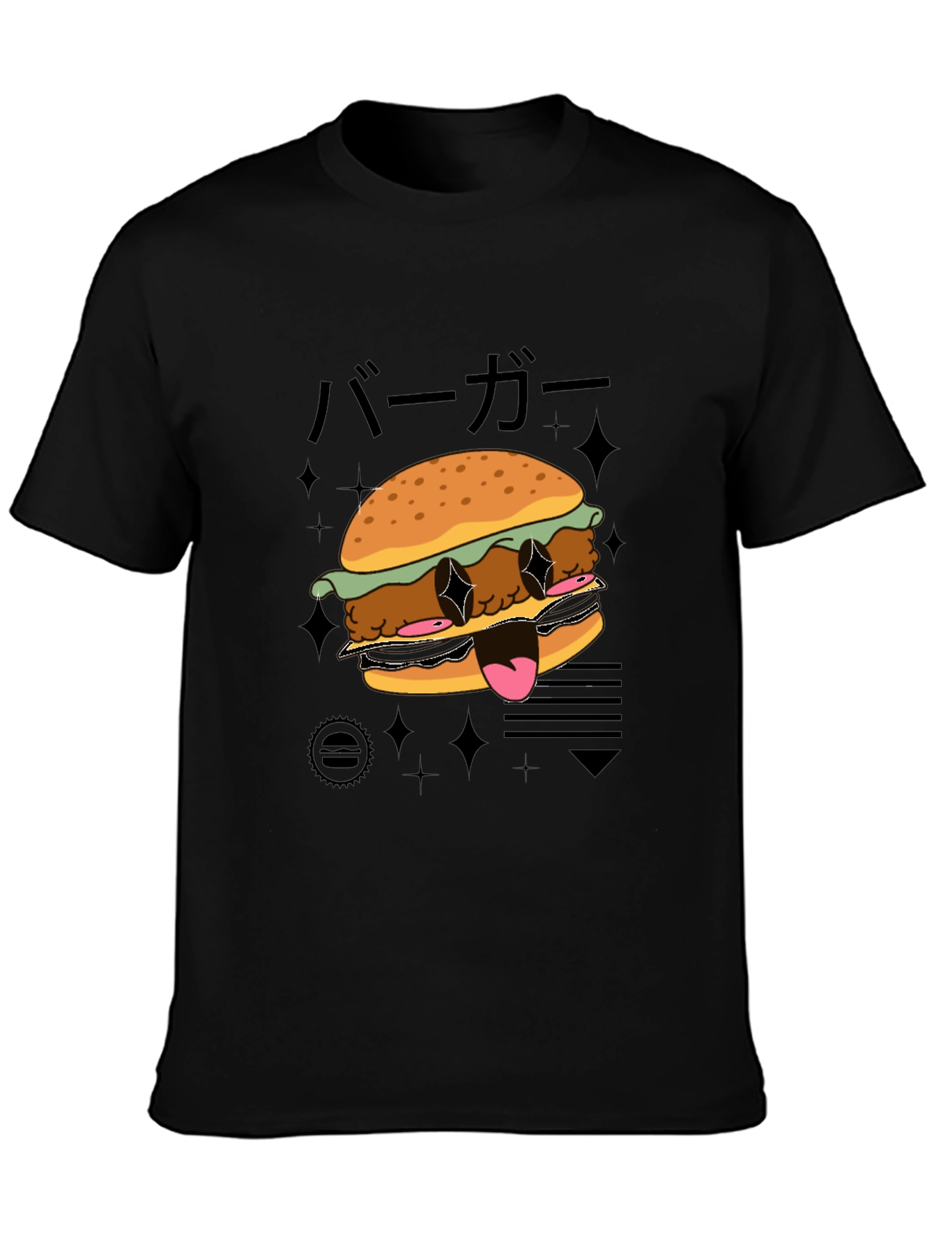 Cool Burger Graphic Black T-Shirt