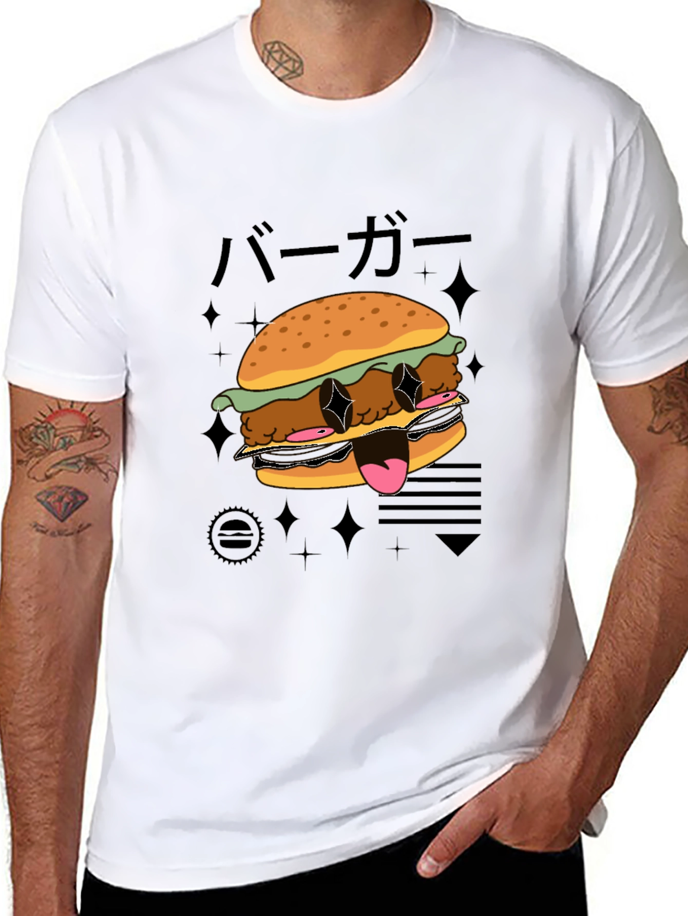 Cool Burger Graphic Black T-Shirt