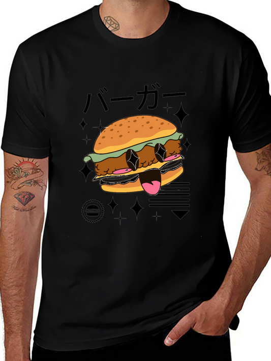 Cool Burger Graphic Black T-Shirt